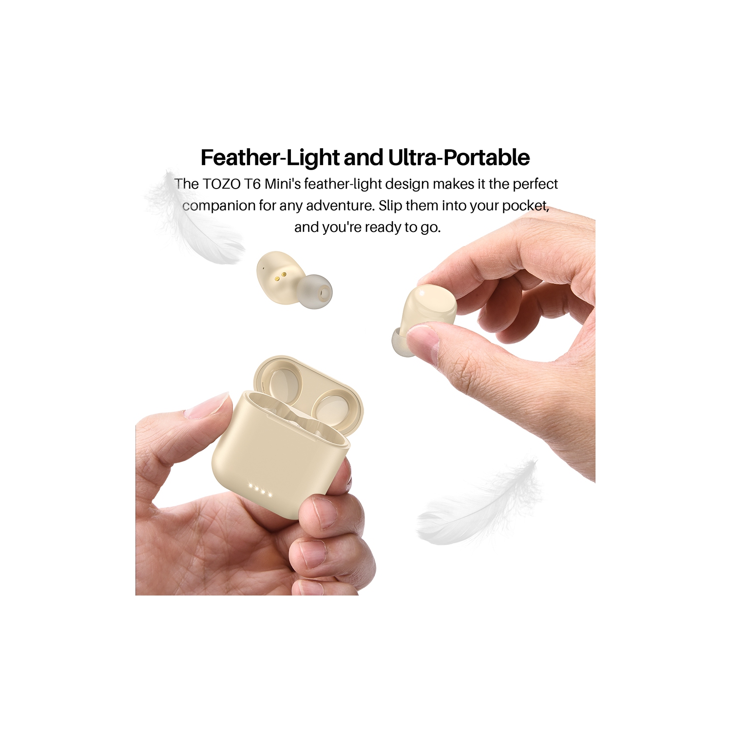 TOZO T6 mini Wireless Earbuds Bluetooth 5.3 Headphones, Ergonomic Design in-Ear Headset, 50Hrs Playtime with Wireless Charging Case, APP EQ