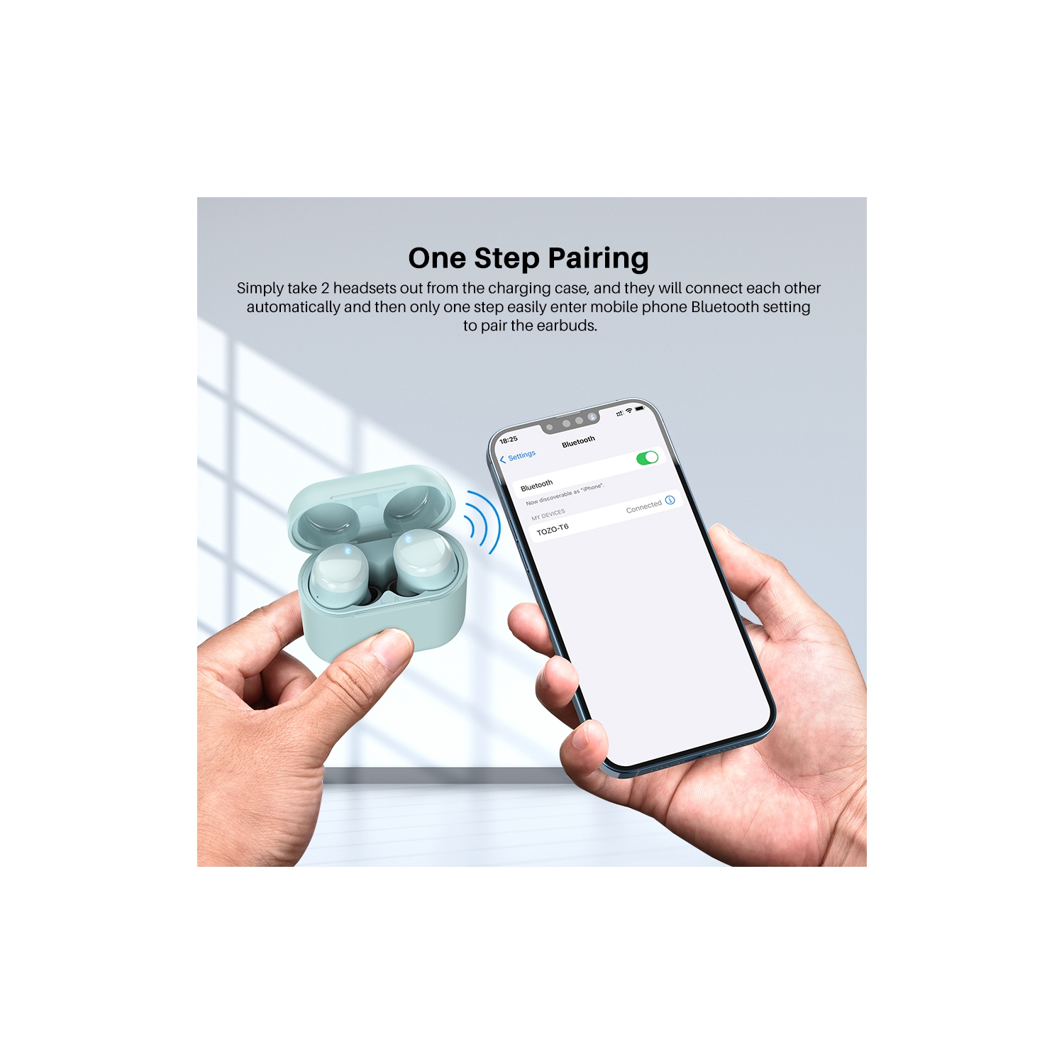 TOZO T6 mini Wireless Earbuds Bluetooth 5.3 Headphones, Ergonomic Design in-Ear Headset, 50Hrs Playtime with Wireless Charging Case, APP EQ