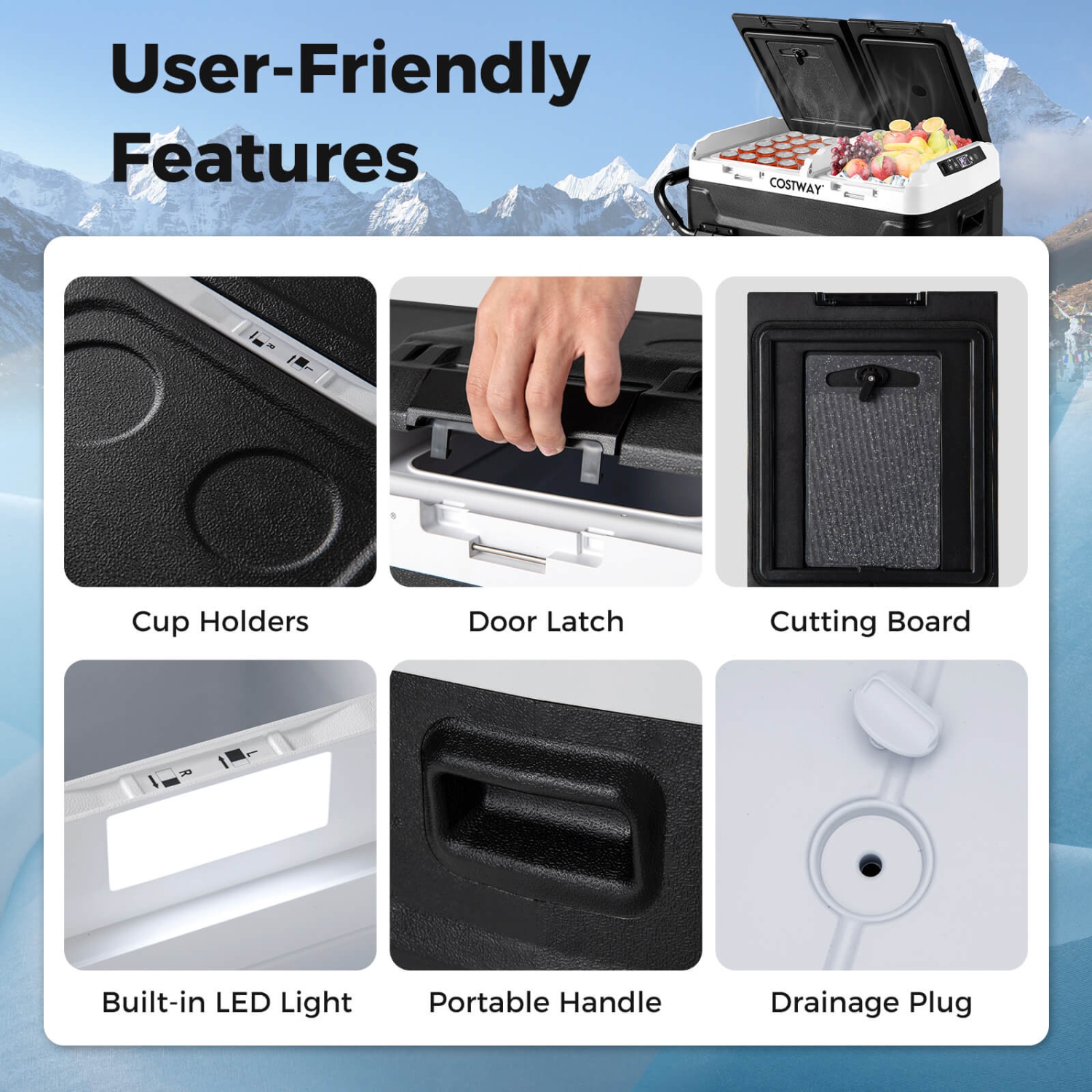 Réfrigérateur d'auto à deux zones 12&nbsp;V de Costway 53QT pi3 réfrigérateur à compresseur portatif