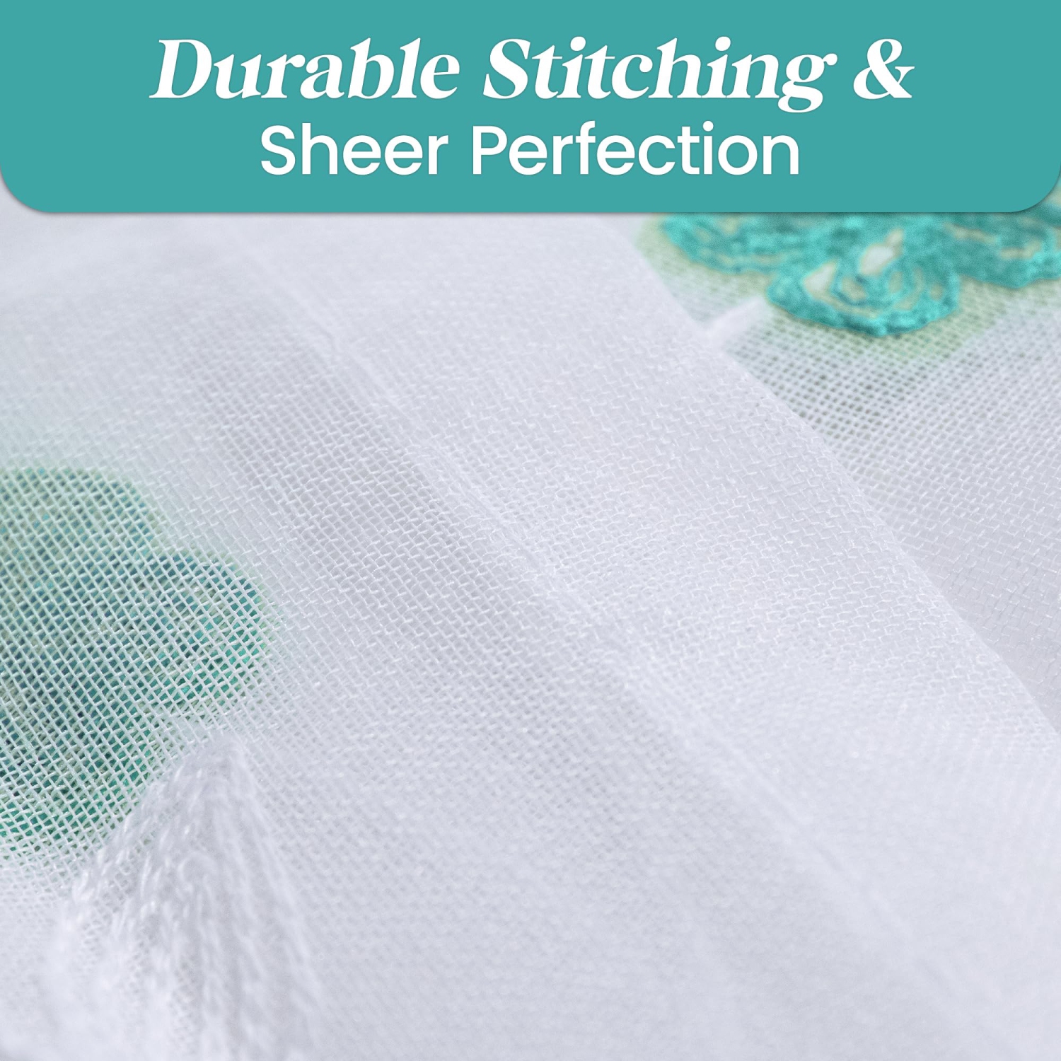 Rideaux transparents en lin de Canadian, 52 x 84&nbsp;po, 2 panneaux, rideaux transparents lavables filtrants légers, motif floral vert décoratif