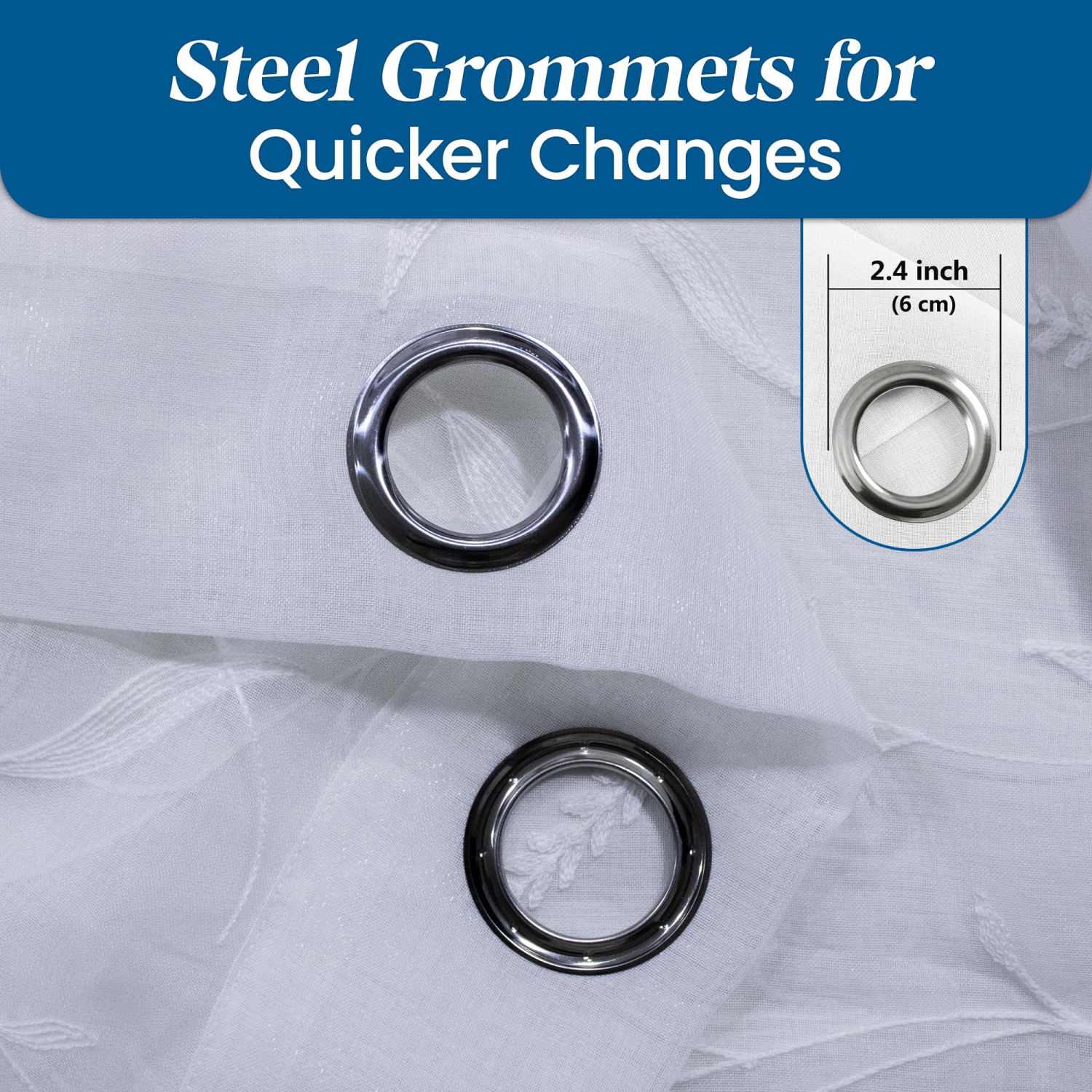 Rideaux diaphanes en lin canadien, 52 x 84&nbsp;po, 2 panneaux filtrants légers, lavable à la machine Rideaux de fenêtre, motif blanc décoratif