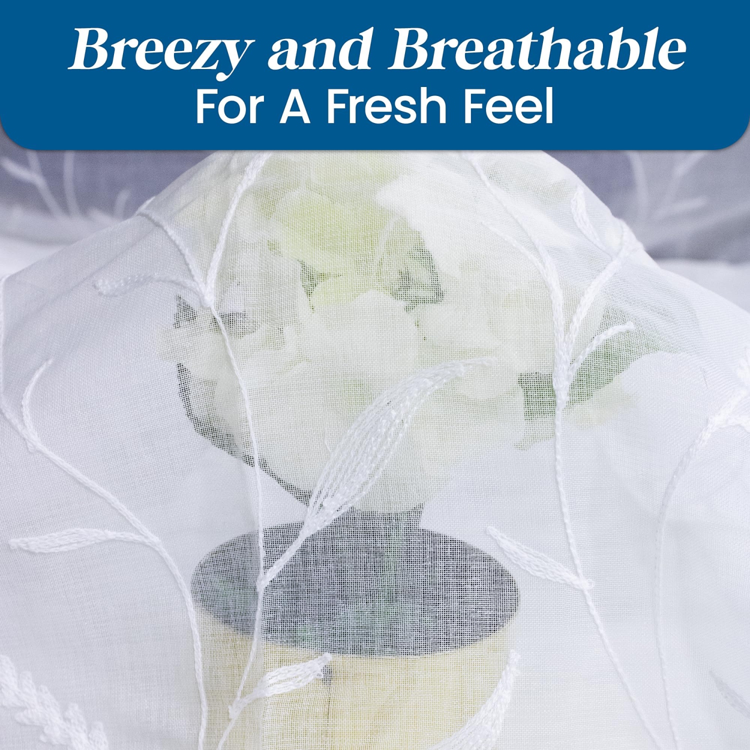 Rideaux diaphanes en lin canadien, 52 x 84&nbsp;po, 2 panneaux filtrants légers, lavable à la machine Rideaux de fenêtre, motif blanc décoratif