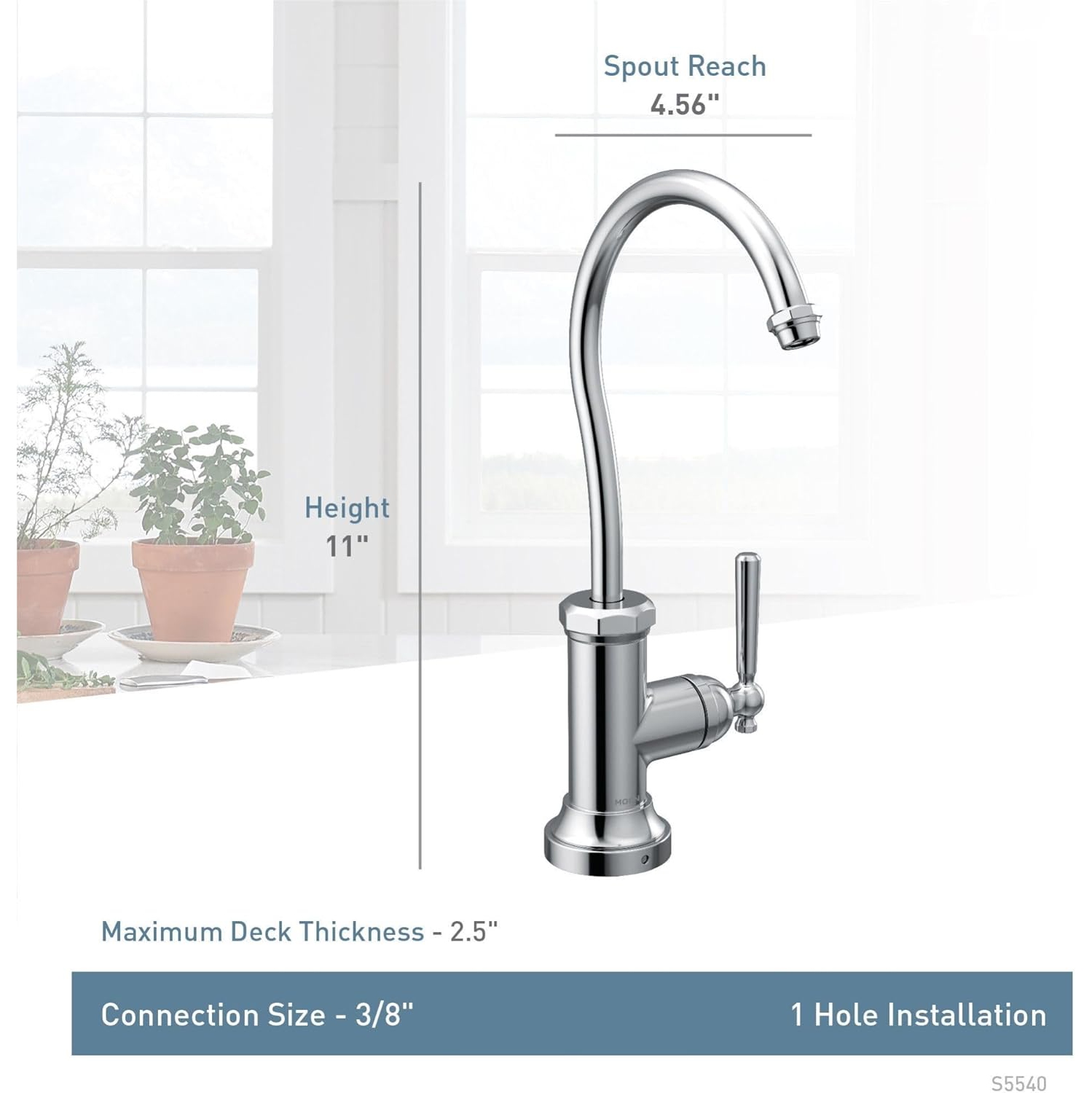 Robinet de cuisine industriel à eau froide Paterson SIP S5540SRS de Moen avec système de filtration en option