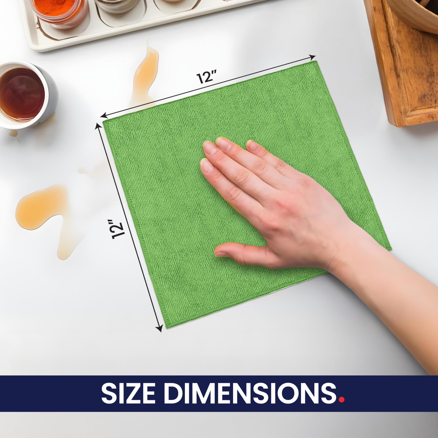 HYGIENX Microfiber Cleaning Cloth, 12”x12” 24 Pack Highly Absorbent Soft Dish Cloths, Reusable Quick Dry Rag Lint Free Washcloth Towel for Kitchen