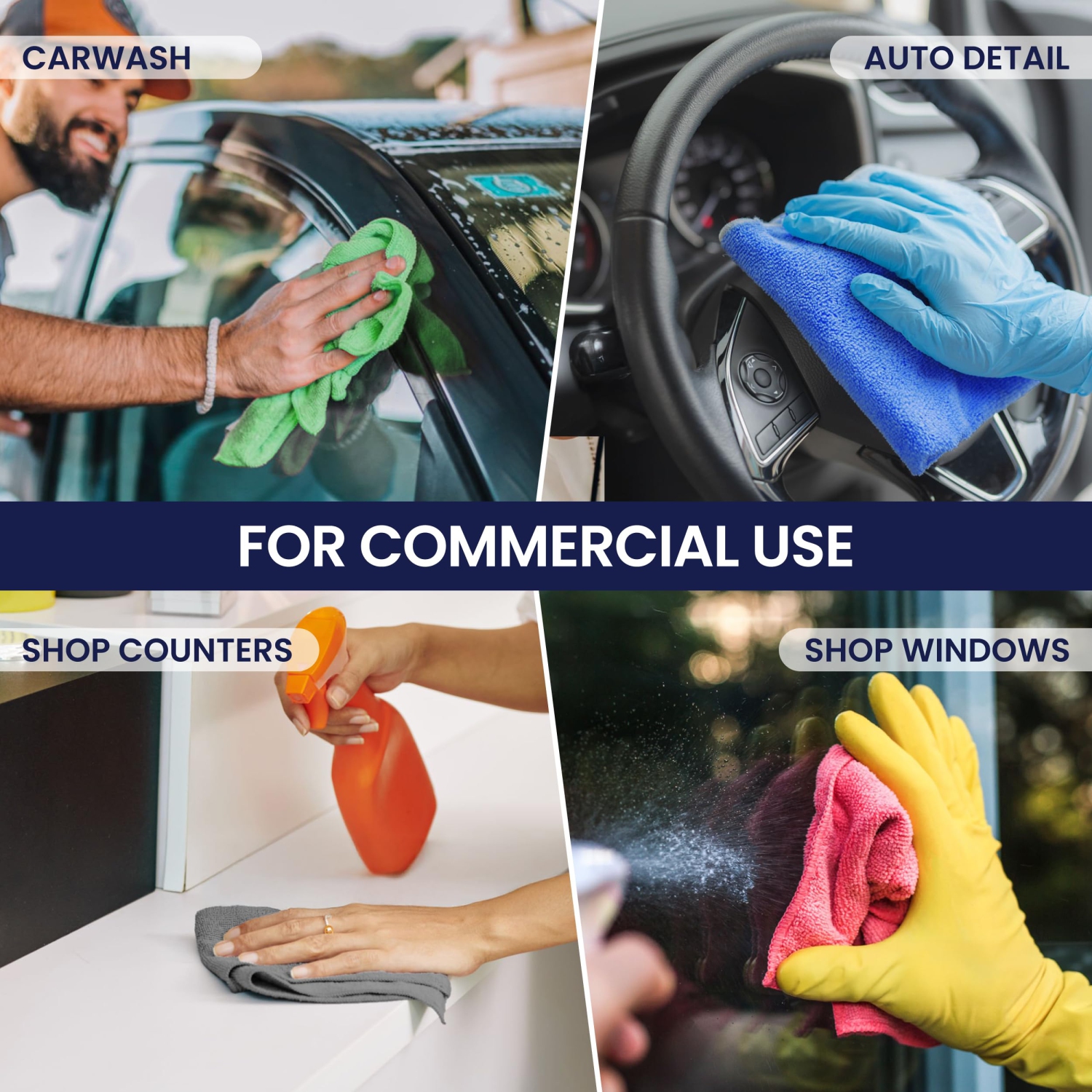 Chiffon de nettoyage en microfibre de lin canadien, paq. 6, 16 x 16 po, éponge de voiture réutilisable à séchage rapide, lavable et très