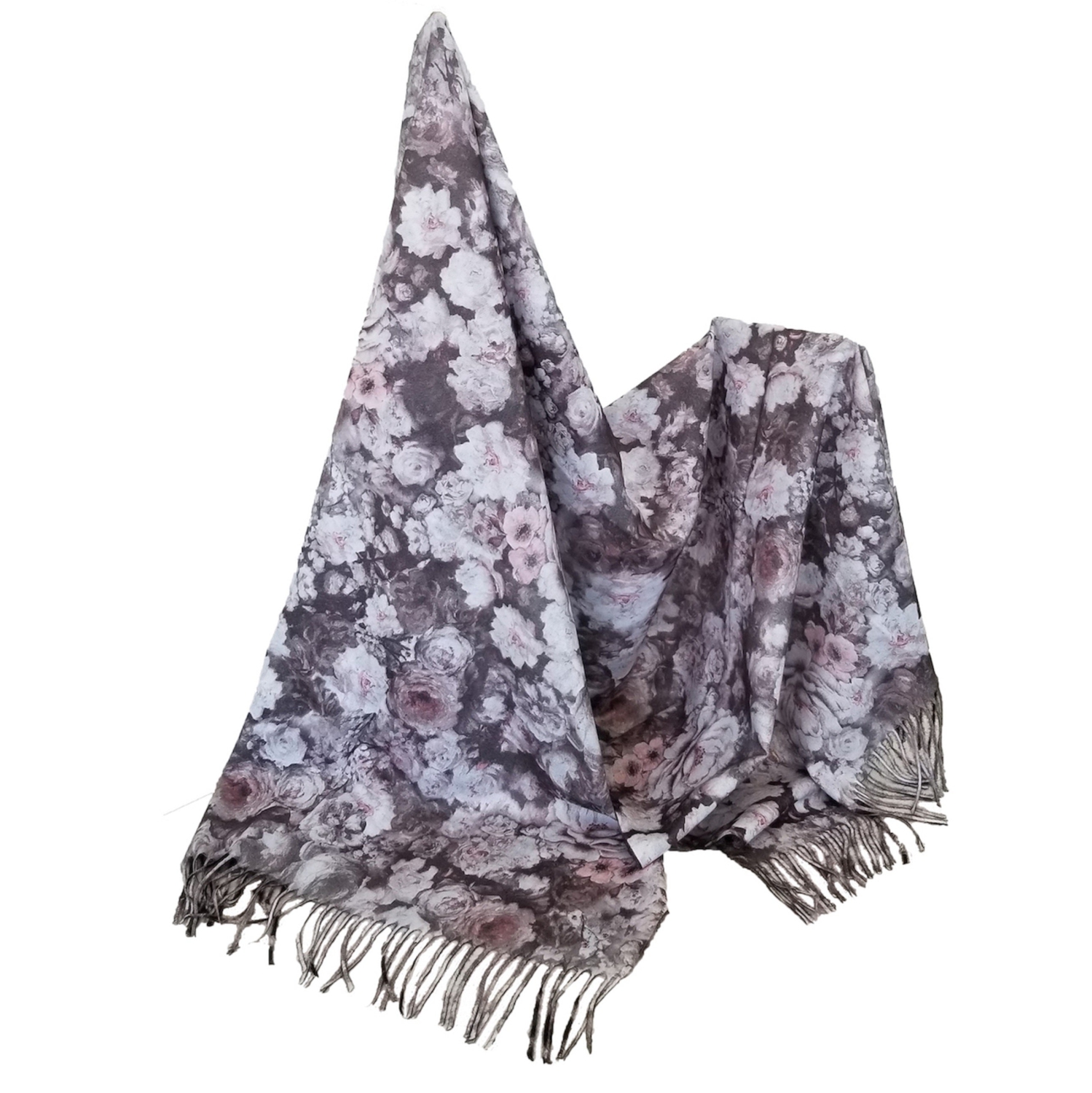 Écharpe réversible à imprimé floral/léopard