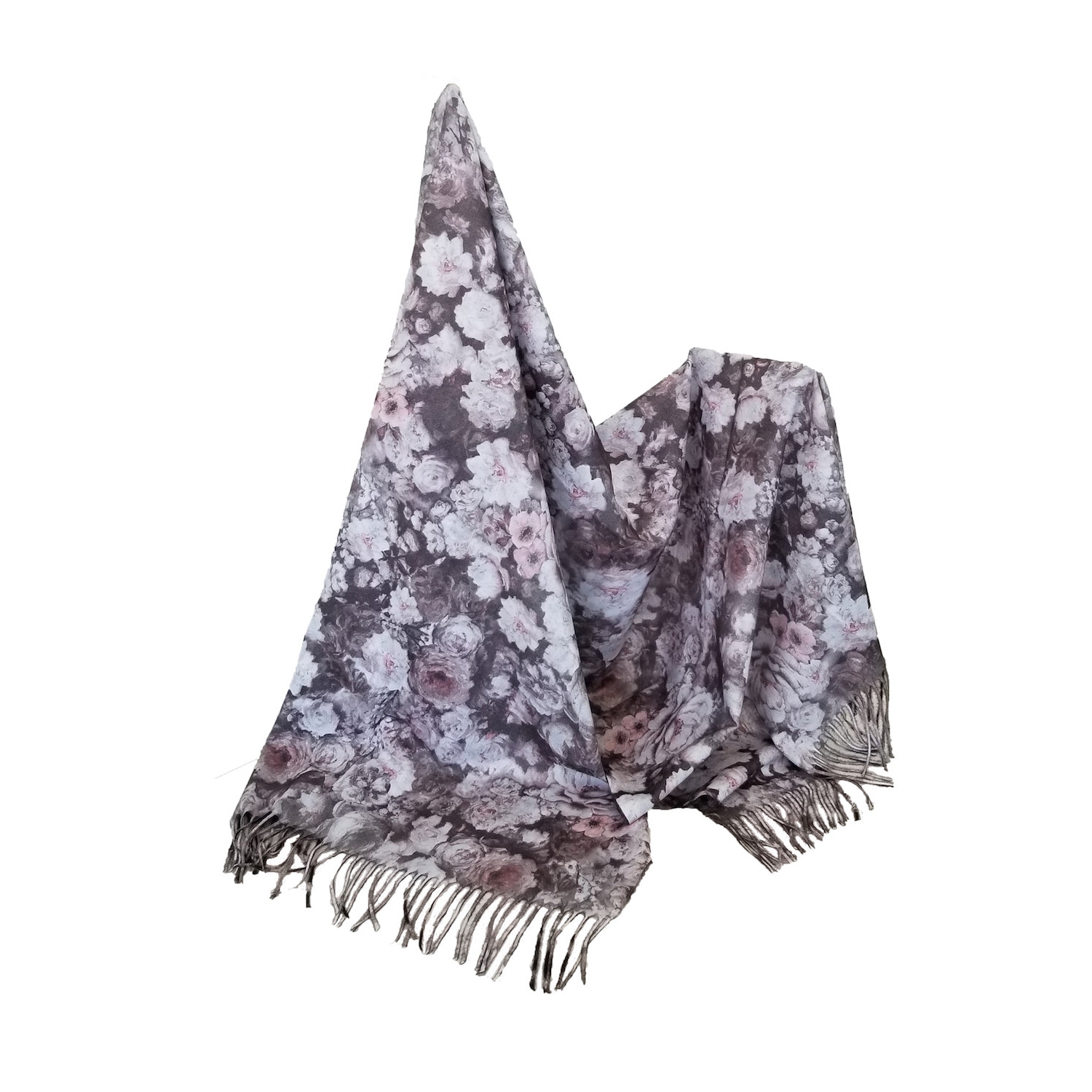 Écharpe réversible à imprimé floral/léopard