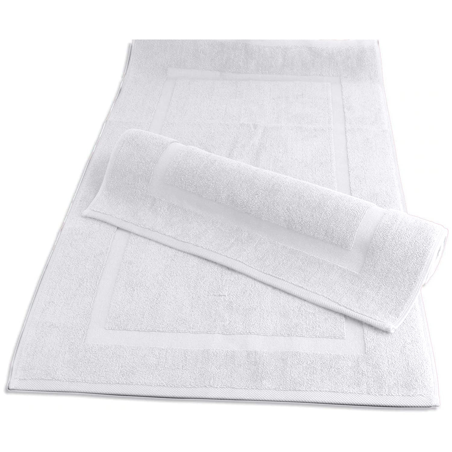 Canadian Linen Luxury Cotton White Bath Mats, 20x30 Inches, 2 Pack, Quick Dry Bath Rugs - 100% Soft Absorbent Cotton Shower Floor Mat Machine Washable