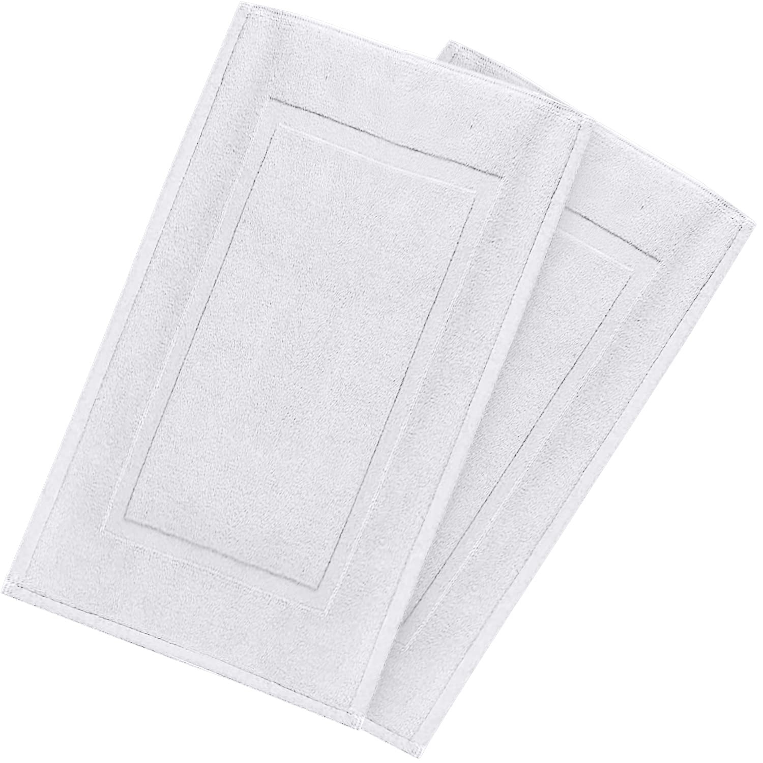 Canadian Linen Luxury Cotton White Bath Mats, 20x30 Inches, 2 Pack, Quick Dry Bath Rugs - 100% Soft Absorbent Cotton Shower Floor Mat Machine Washable