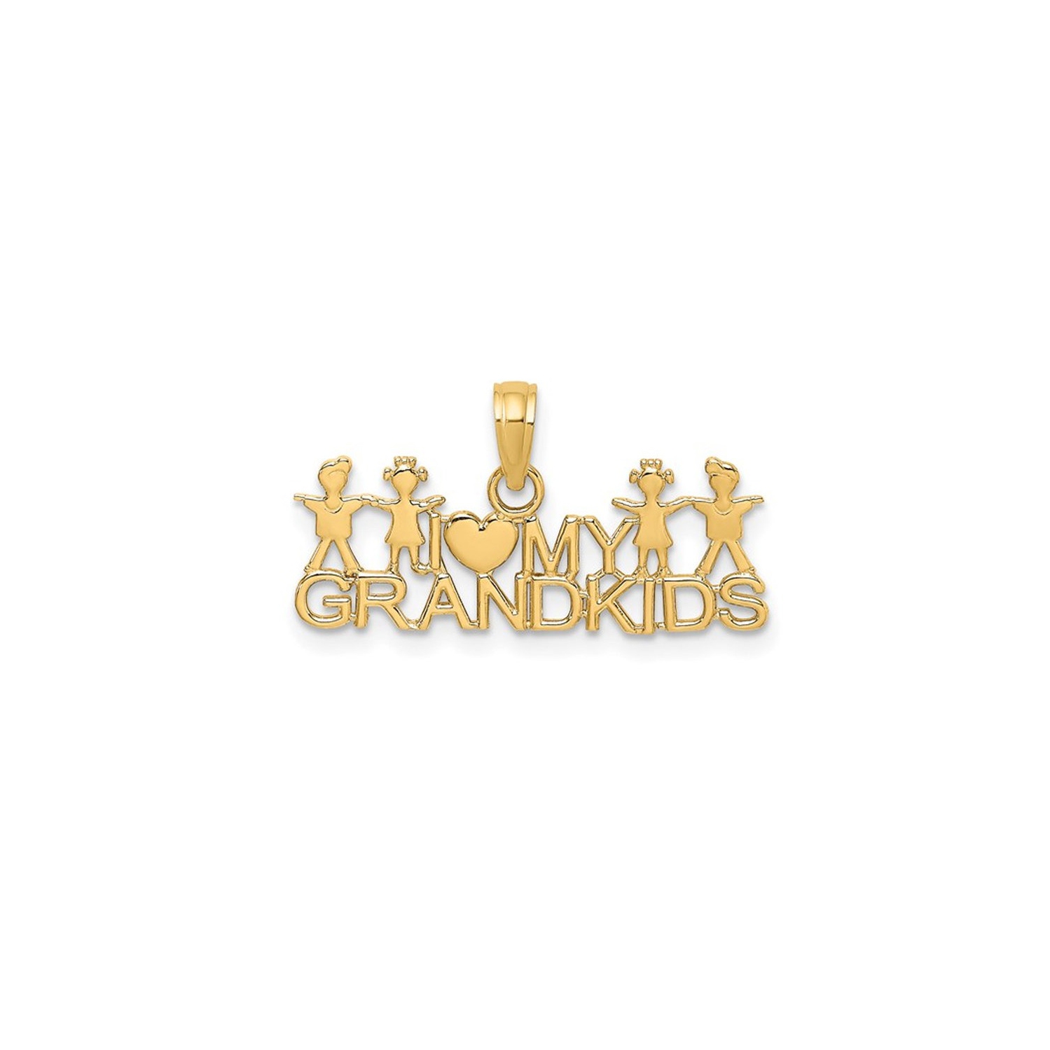 14K Yellow Gold - I Love My GrandKids - Pendant