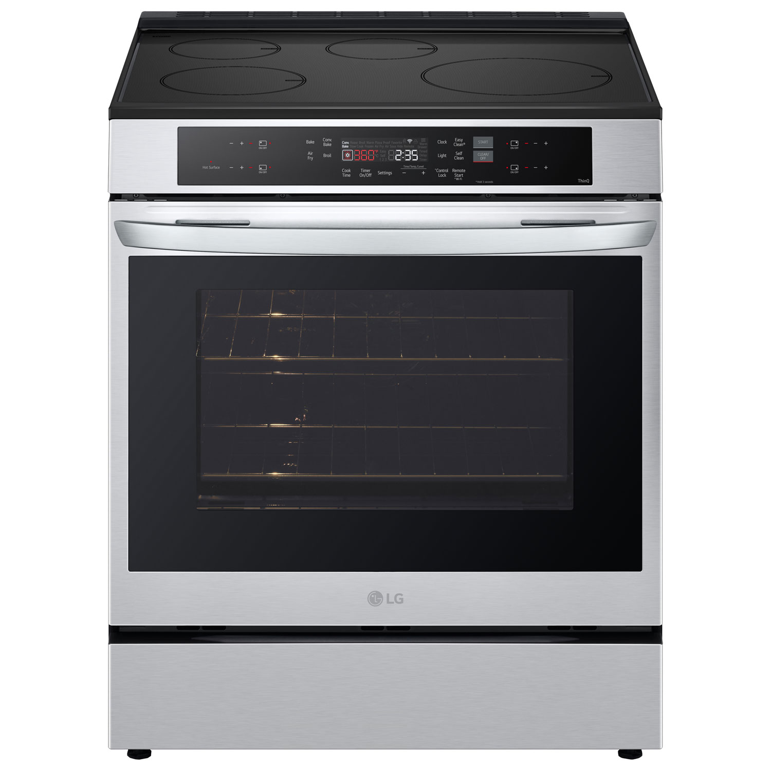 Cuisinière à induction intelligente encastrable avec convection véritable et friture à l'air 6,3 pi³ 30 po de LG - Inox
