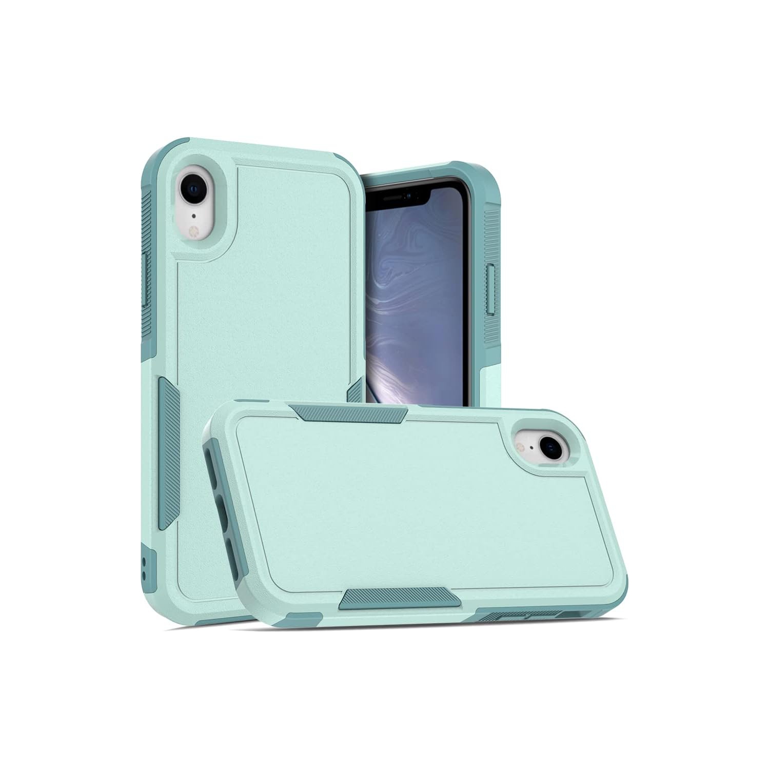 [CS] Dual Layers Heavy Duty Rubber Armor Bumper Hard Case Cover for iPhone XR, Teal