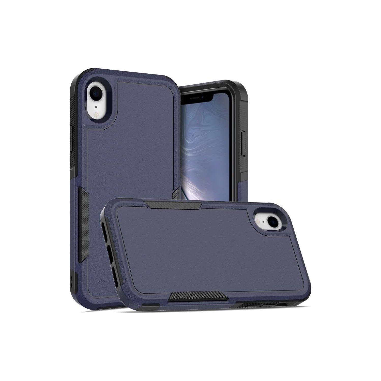 [CS] Dual Layers Heavy Duty Rubber Armor Bumper Hard Case Cover for iPhone XR, Navy