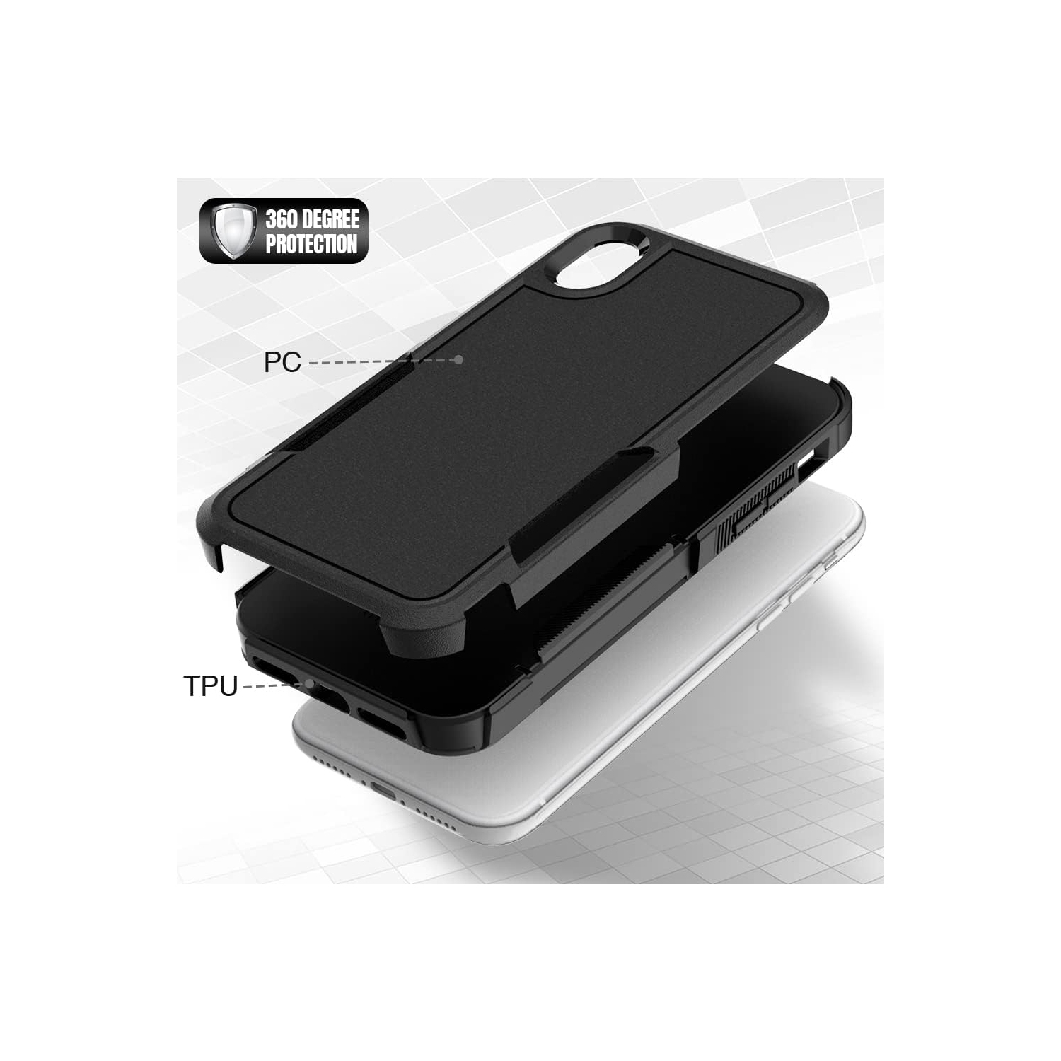 [CS] Dual Layers Heavy Duty Rubber Armor Bumper Hard Case Cover for iPhone XR, Navy