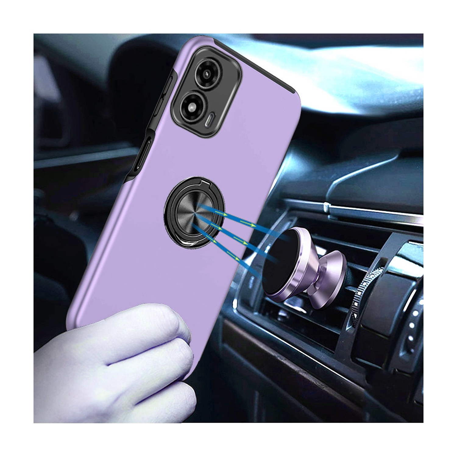 [CS] Étui en anneau invisible avec béquille magnétique hybride pour Moto G Stylus 5G 2024 de Motorola, violet