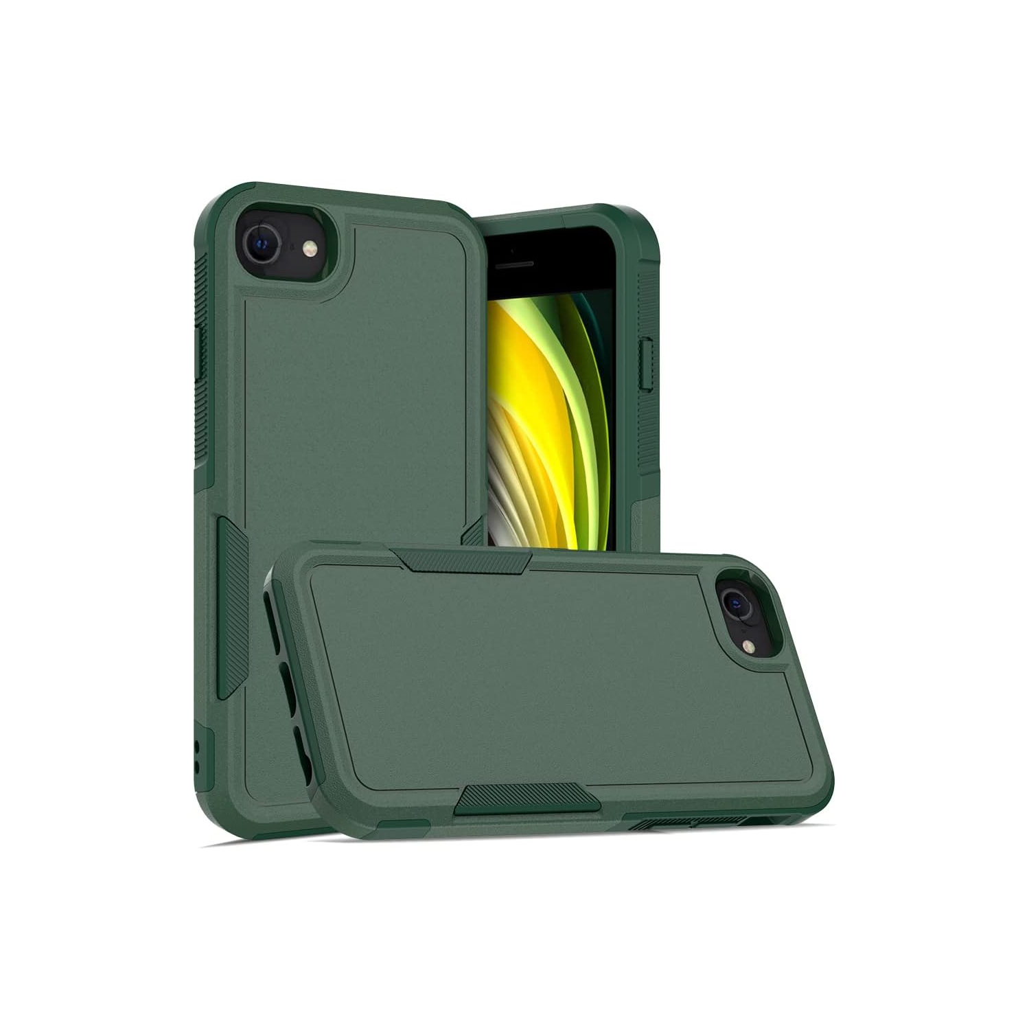 [CS] Étui rigide double couche Armor Rubber pour iPhone 7/8/se 2020, vert minuit