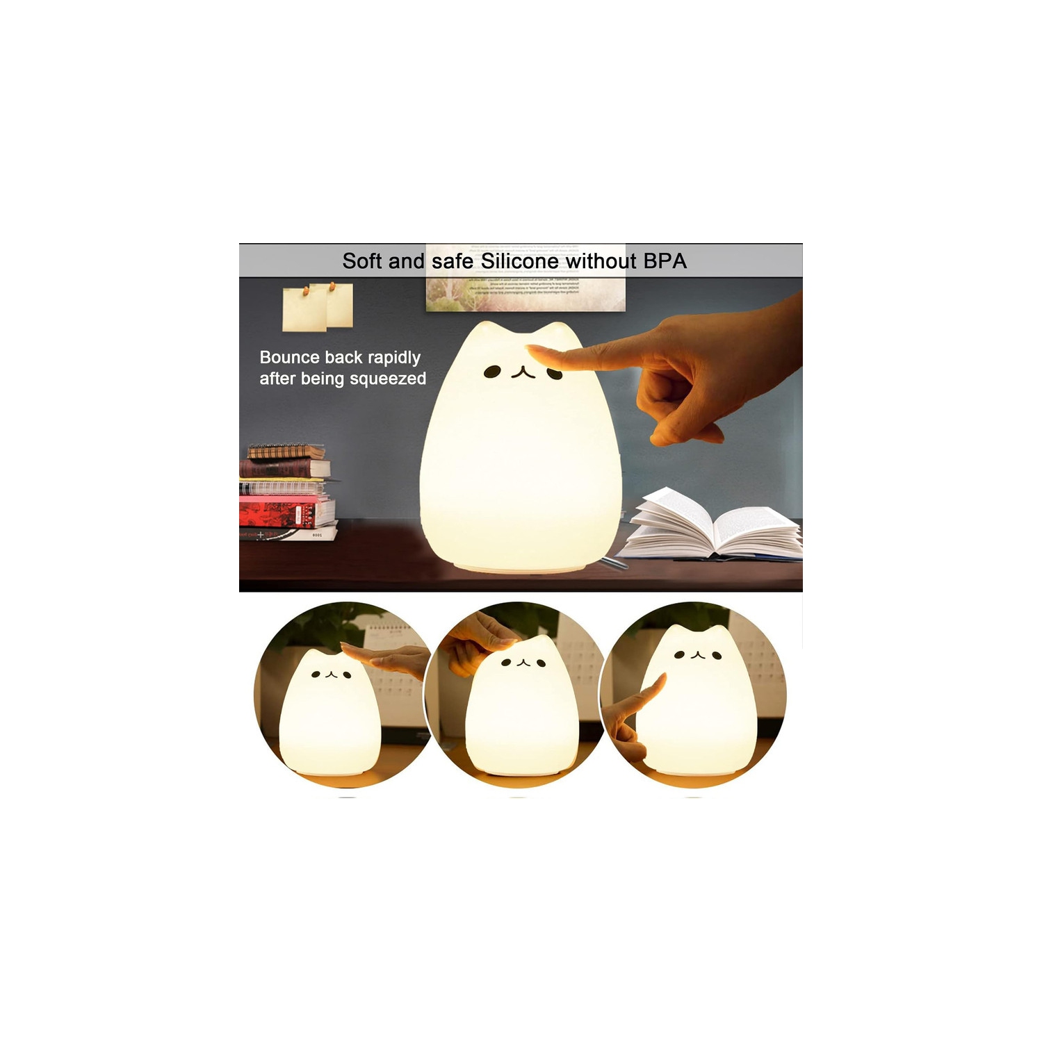 YOULIGHTS Veilleuse portative en silicone pour enfants, avec modes de respiration blanc chaud et 7 couleurs, pour bébés, enfants, tout-petits,