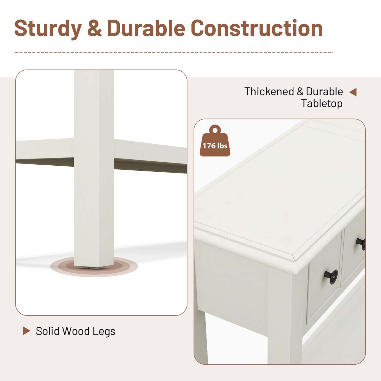 Costway 60" Console Table Retro Entryway Sofa Table with 4 Drawers & Open Shelf Hallway