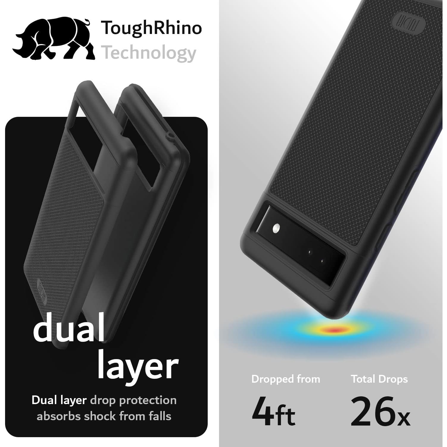 Étui MergeGrip de TUDIA pour Pixel 6a de Google de qualité militaire - Noir mat