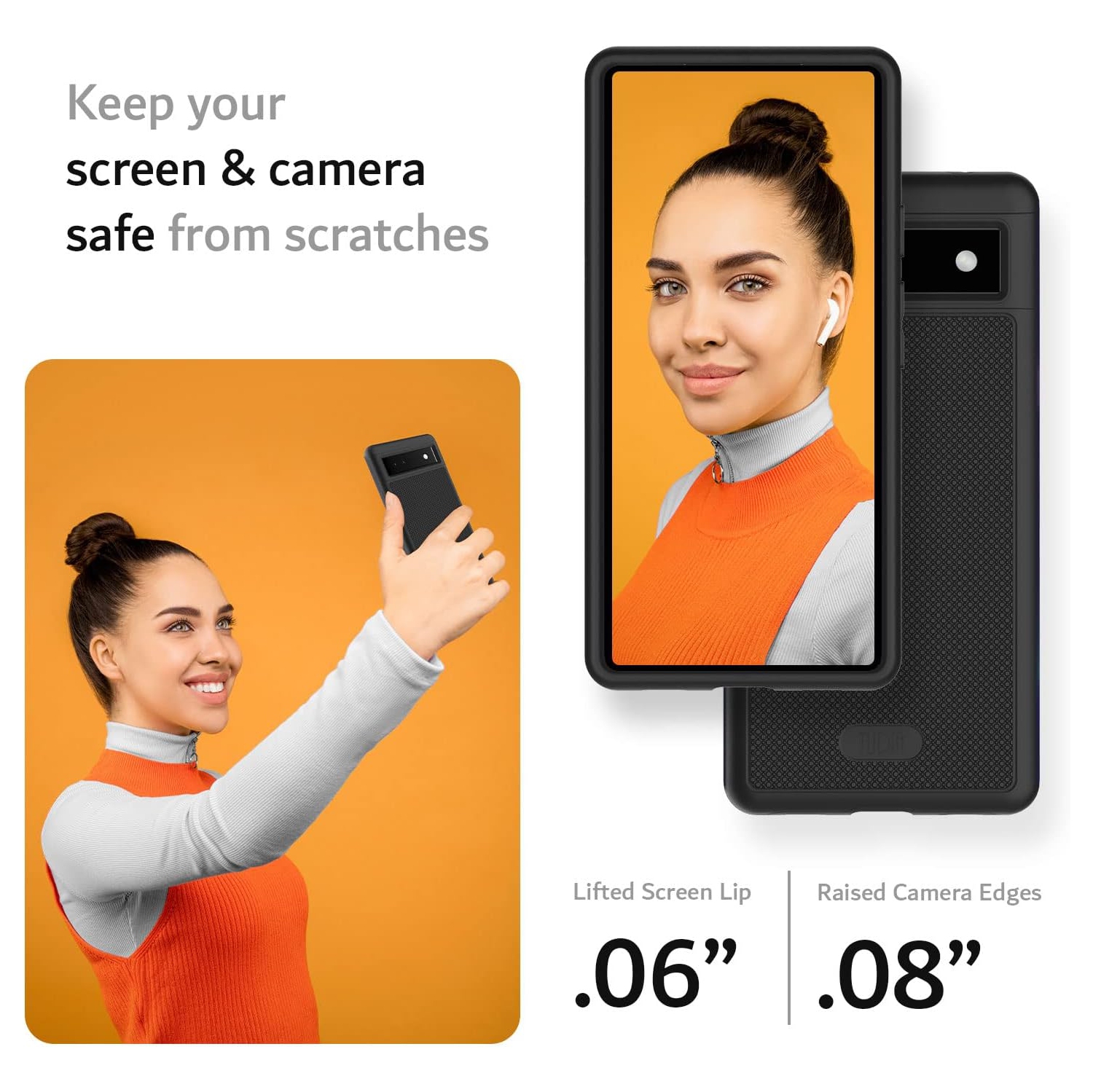 Étui MergeGrip de TUDIA pour Pixel 6a de Google de qualité militaire - Noir mat