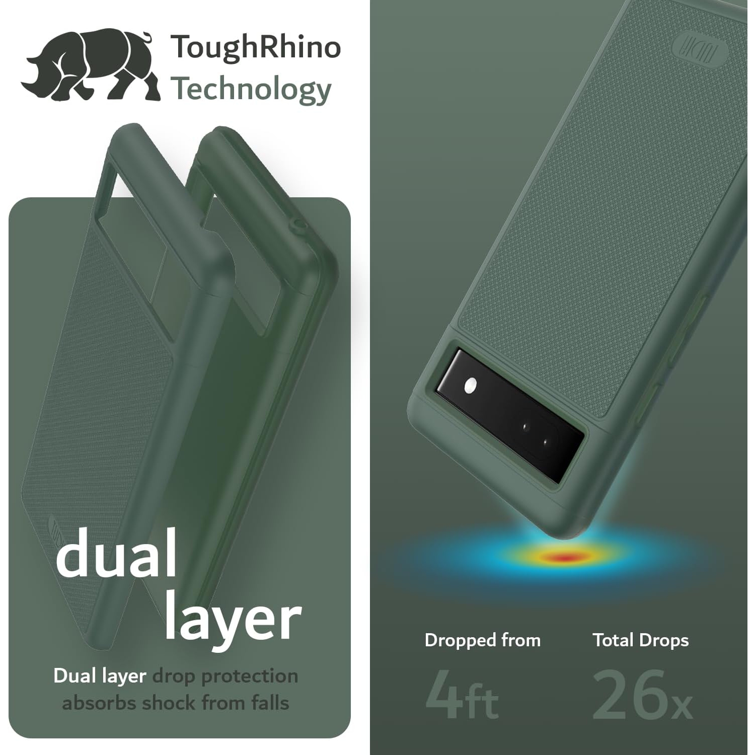 TUDIA MergeGrip Google Pixel 6a Case Military Grade - Pine Green