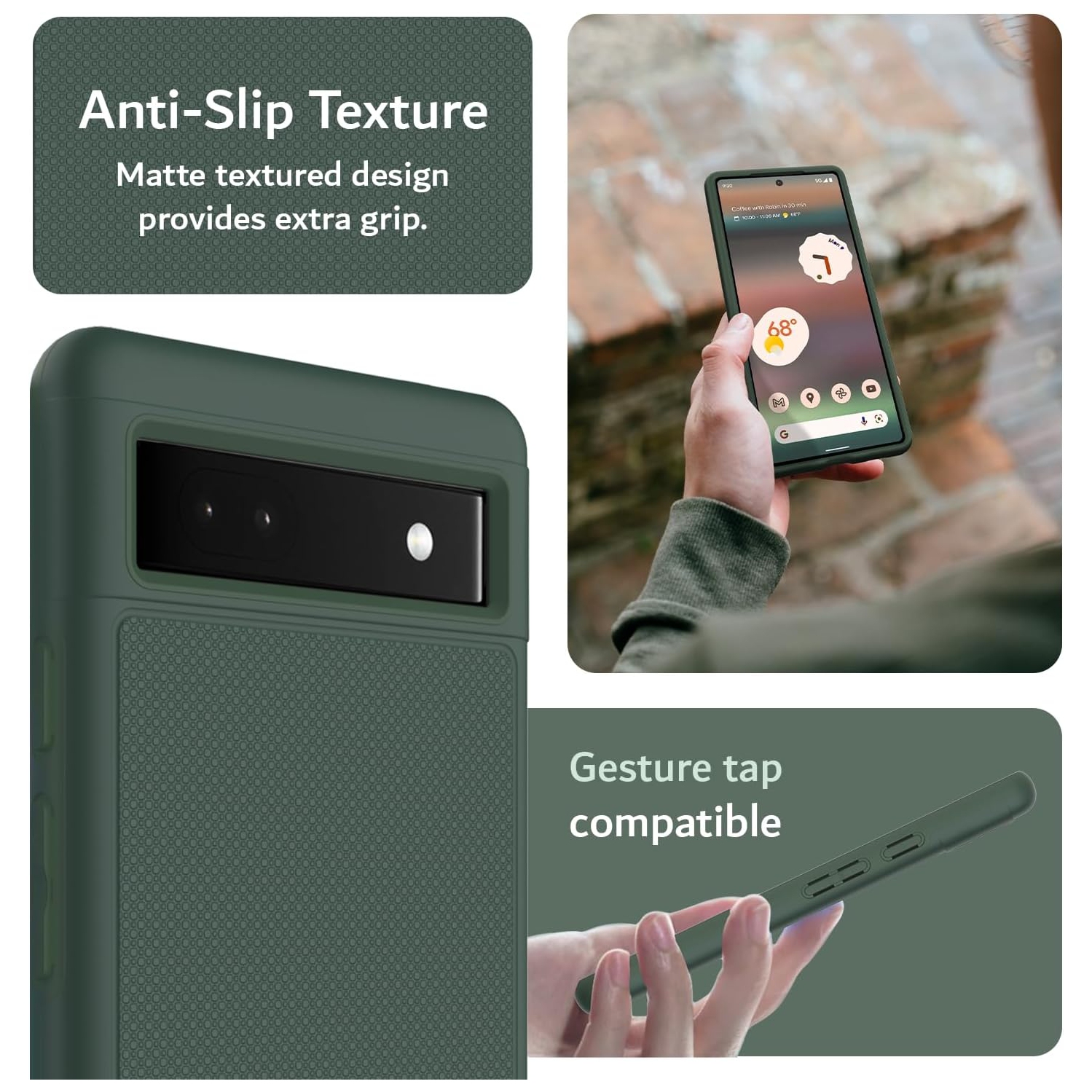 TUDIA MergeGrip Google Pixel 6a Case Military Grade - Pine Green
