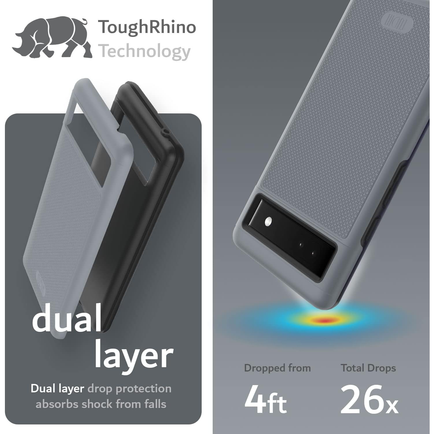 TUDIA MergeGrip Google Pixel 6a Case Military Grade - Gray