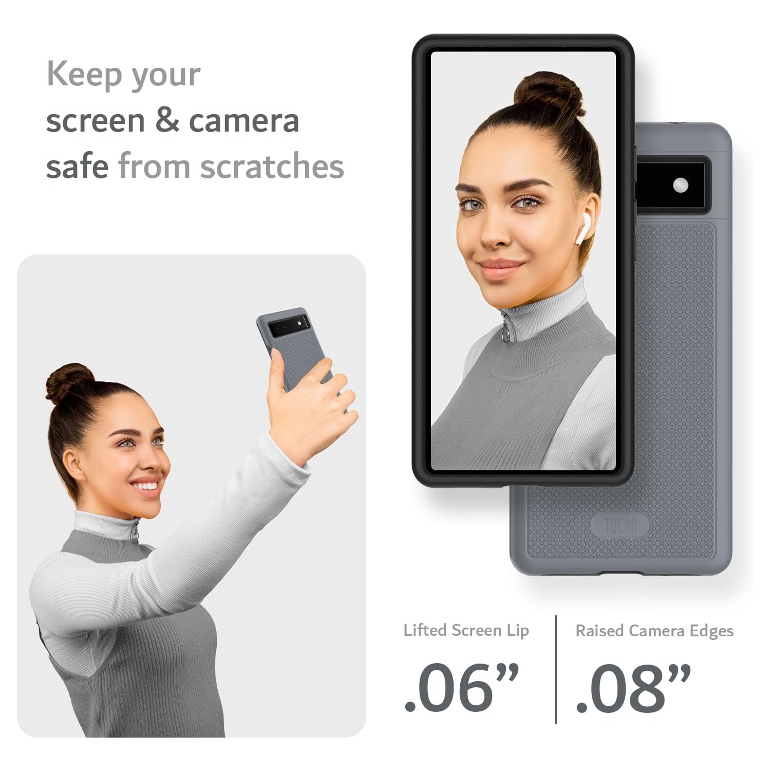 TUDIA MergeGrip Google Pixel 6a Case Military Grade - Gray