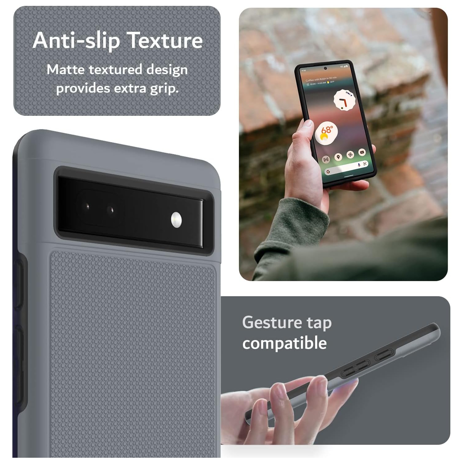 TUDIA MergeGrip Google Pixel 6a Case Military Grade - Gray