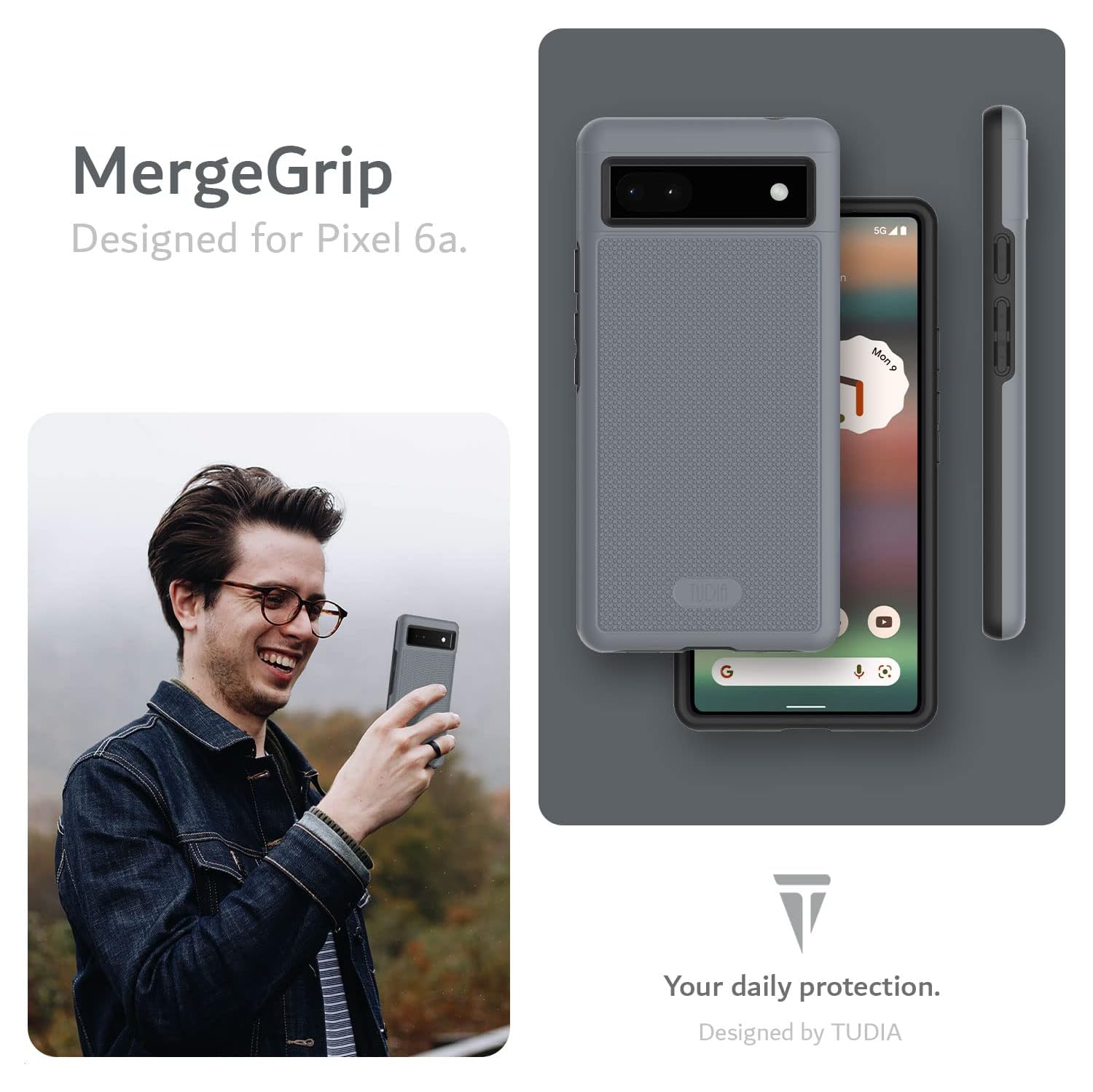 TUDIA MergeGrip Google Pixel 6a Case Military Grade - Gray