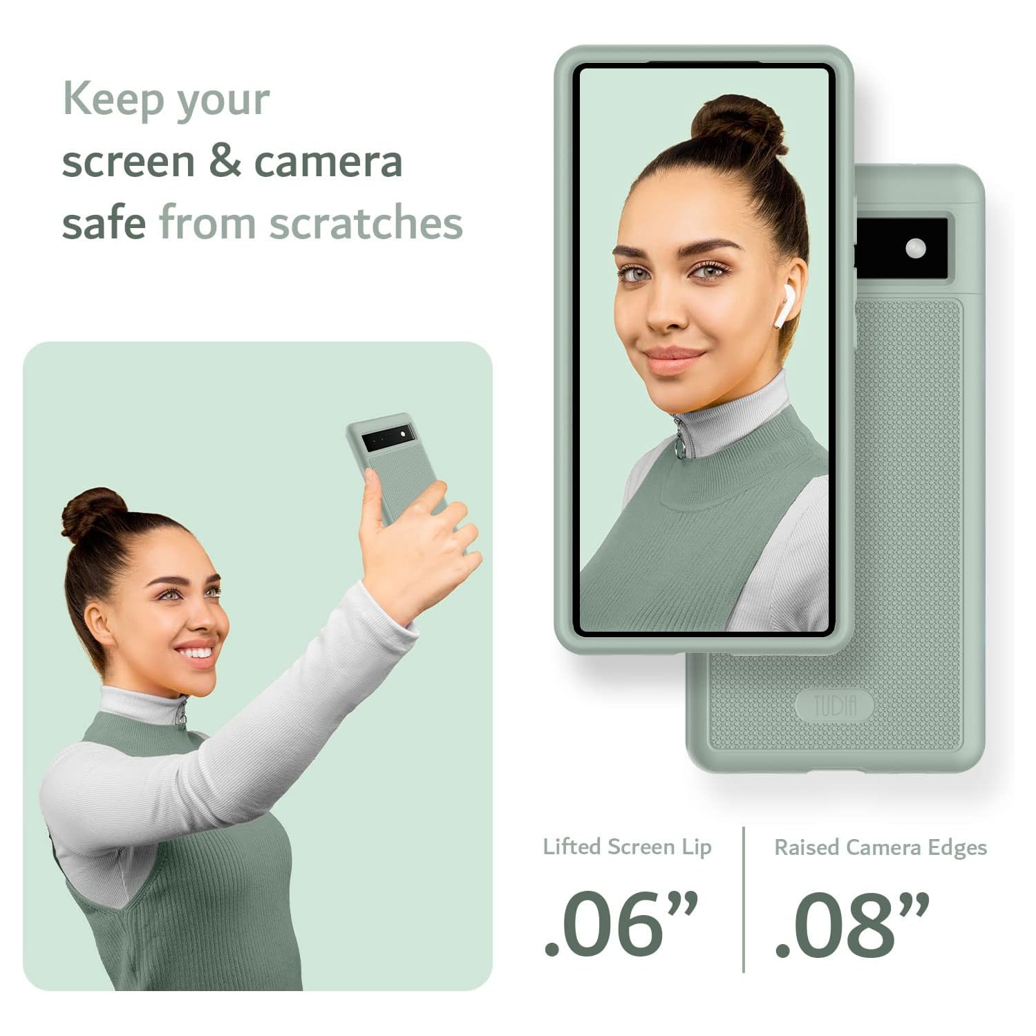 TUDIA MergeGrip Google Pixel 6a Case Military Grade - Green Lily