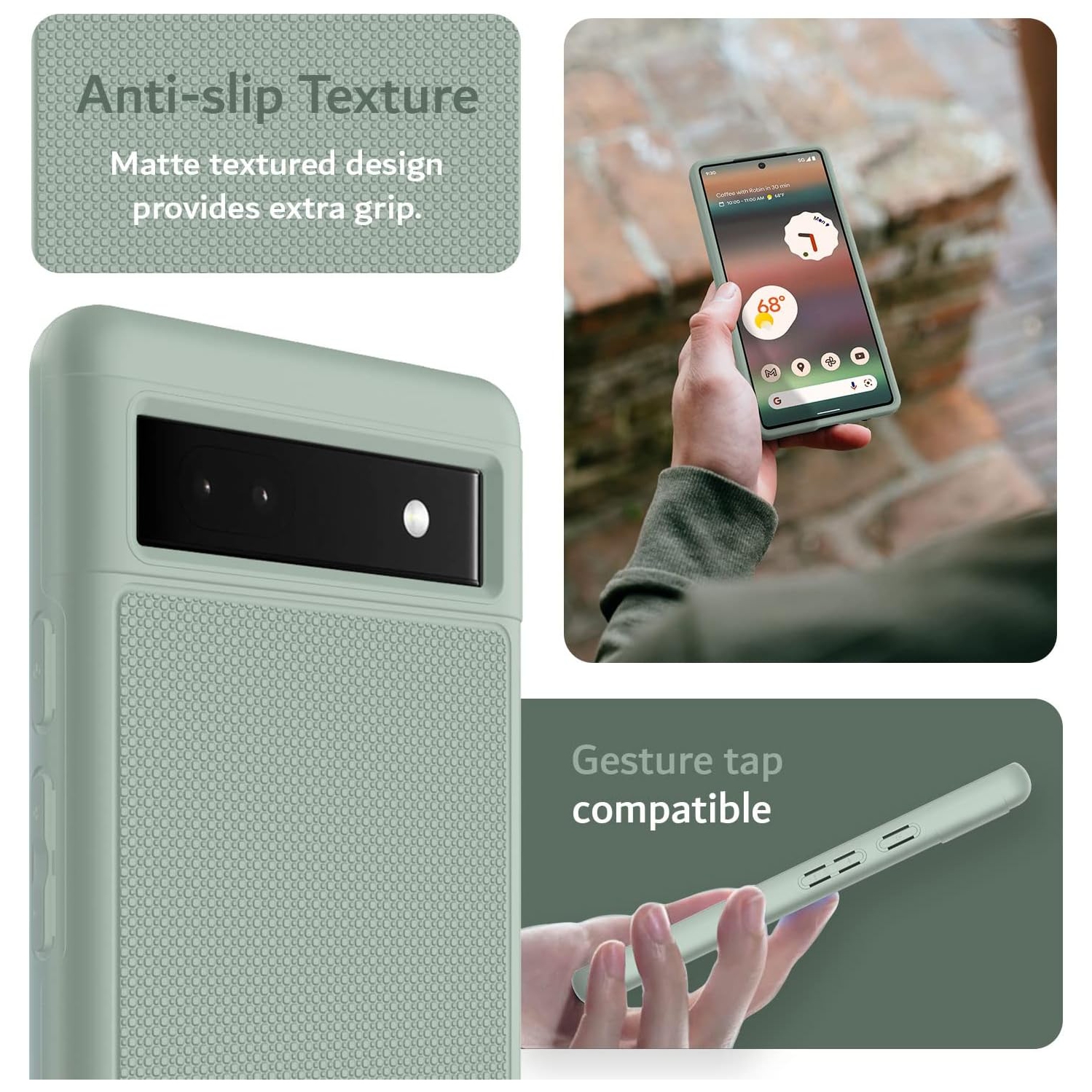 TUDIA MergeGrip Google Pixel 6a Case Military Grade - Green Lily