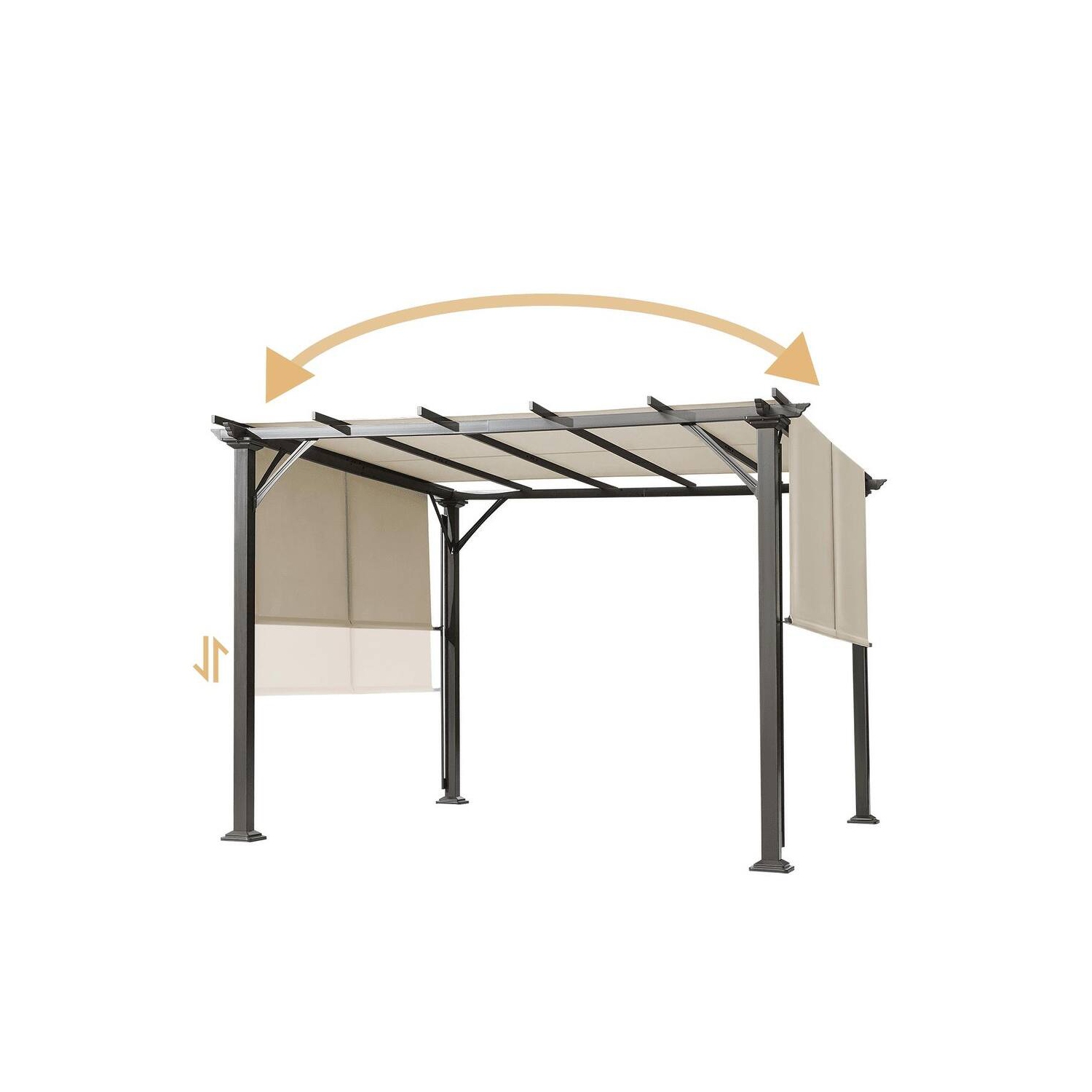 Pergola d'extérieur Erommy de 10 x 10 pi, abris de jardin avec cadre et abat-jour en acier, noir