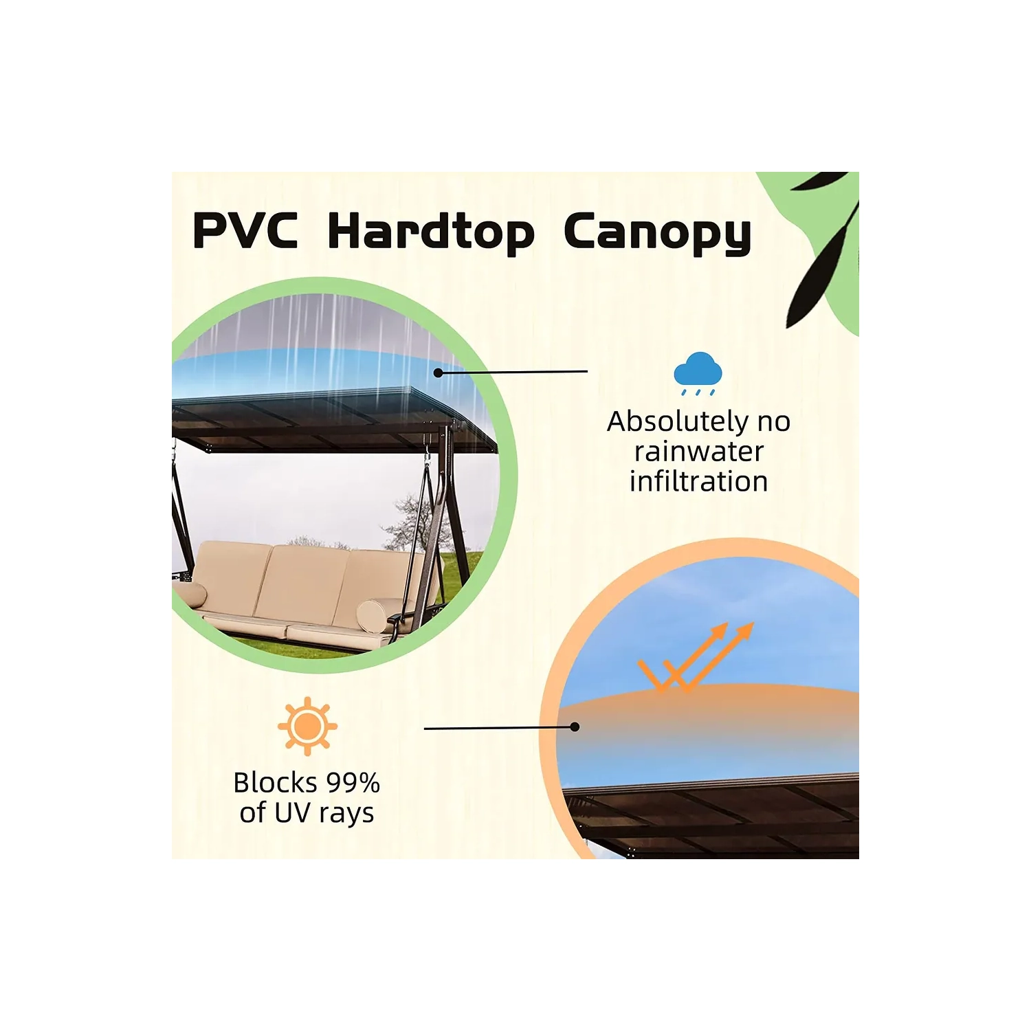 Balancelle pour patio d'extérieur de 50 x 83&nbsp;po Erommy, lit pivotant 3-en-1, dossier réglable, plateau rigide rotatif avec coussins et coussin -