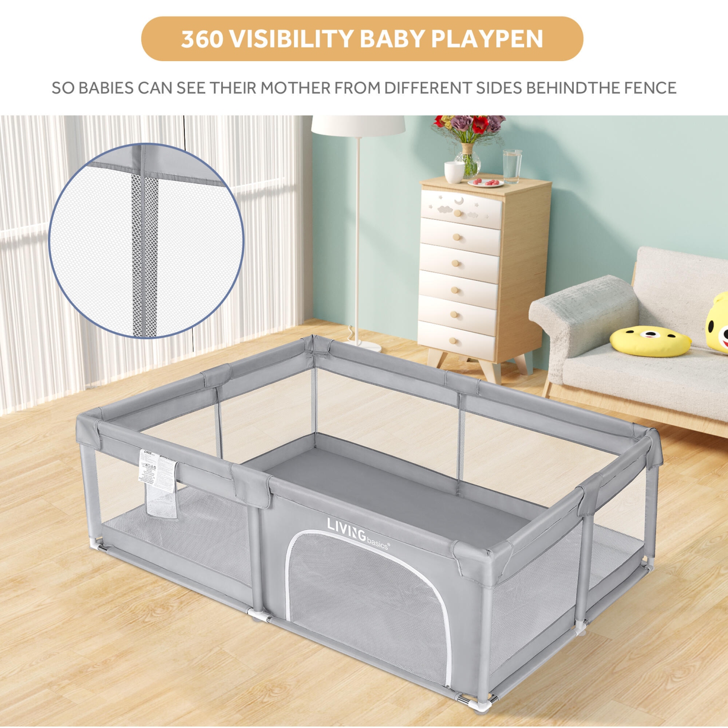 Extra Large Baby Playpen, 186x156x65cm Baby Playard Kids Activity Center Infant Playing Game Fence Baby Gates with Door