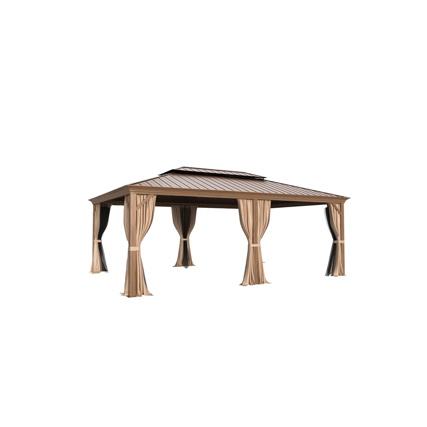 Abri de jardin extérieur Erommy à toit rigide de 12 x 20 pi avec double toit en acier galvanisé et cadre en aluminium, pergola d'extérieur avec