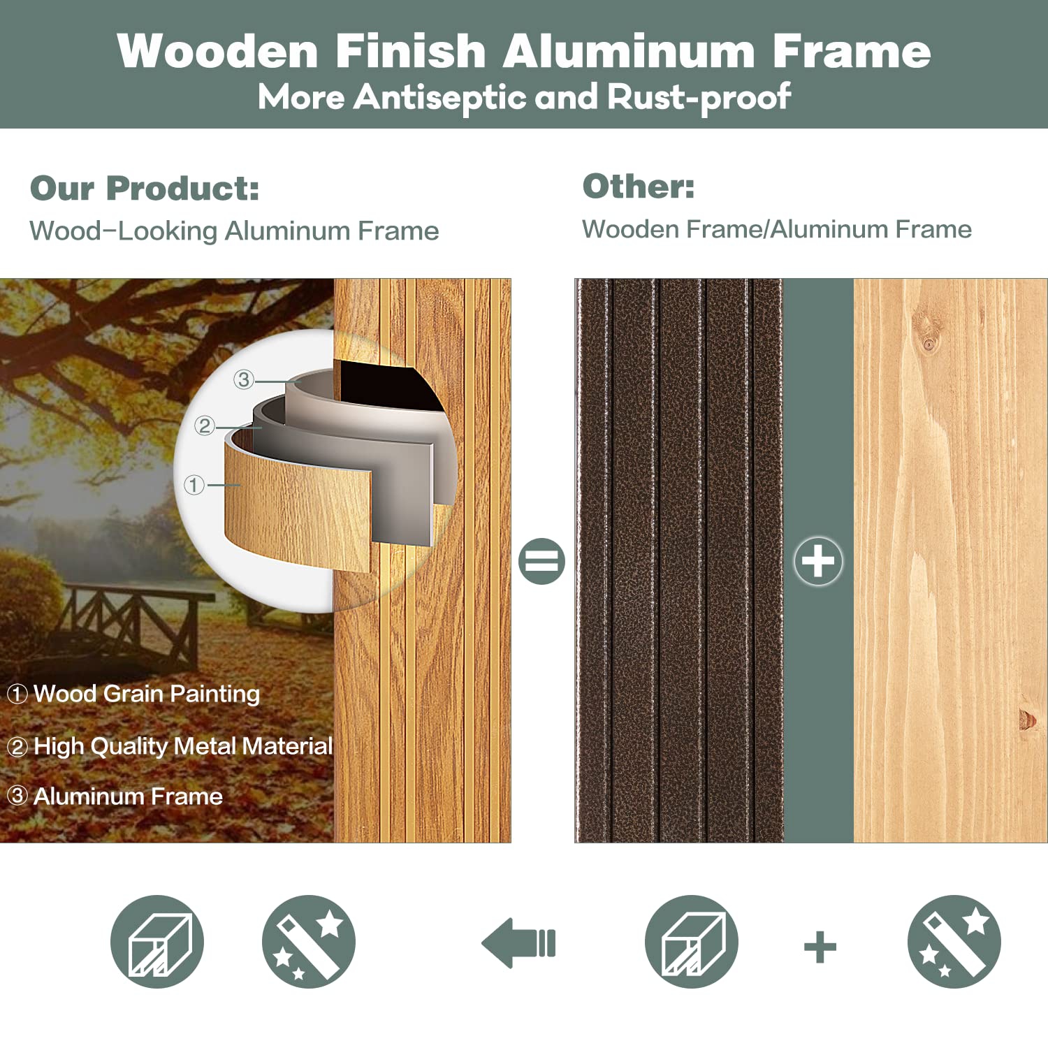 Abri de jardin extérieur Erommy à toit rigide de 12 x 20 pi avec double toit en acier galvanisé et cadre en aluminium, pergola d'extérieur avec