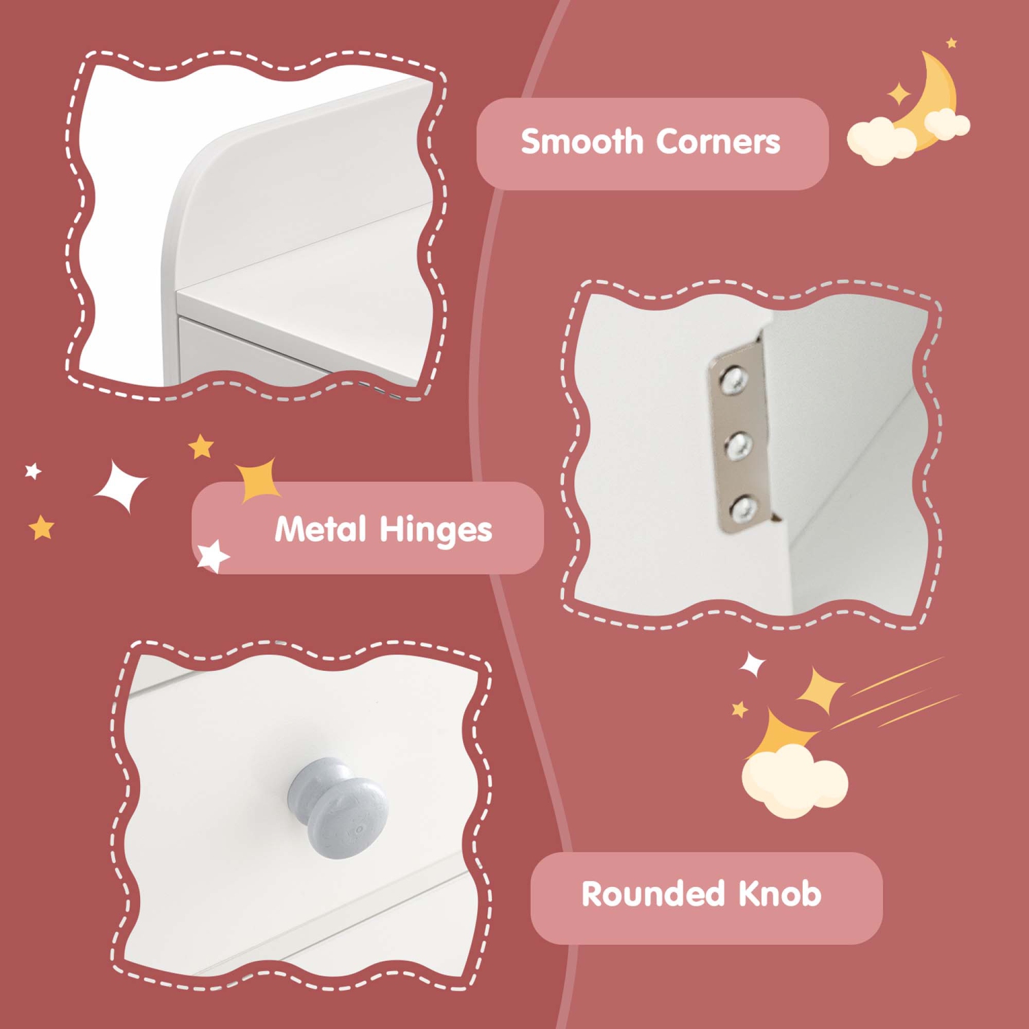 Costway Kid Vanity Table Chair Set 2-Color LED Lights Large Drawer Shelf Cabinet