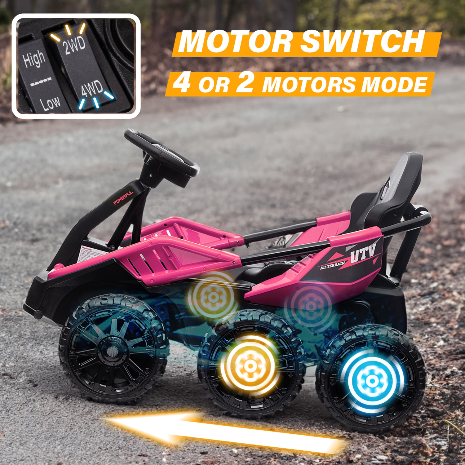 Voltz Toys 6 Wheel UTV, 24V Ride-on Car with 4WD, Remote Control, and EVA Tires - The for Kids 3-8 Years Old