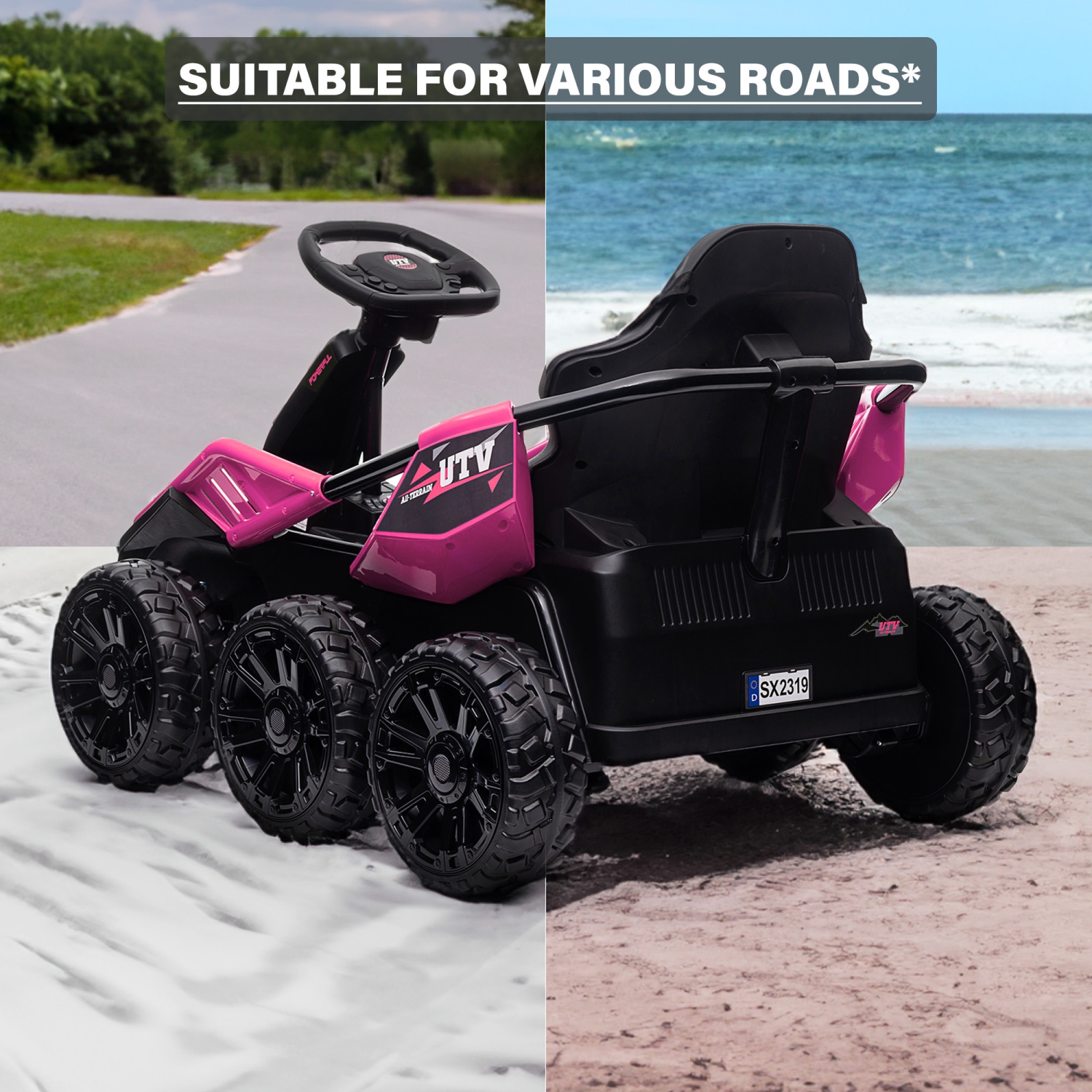 Voltz Toys 6 Wheel UTV, 24V Ride-on Car with 4WD, Remote Control, and EVA Tires - The for Kids 3-8 Years Old