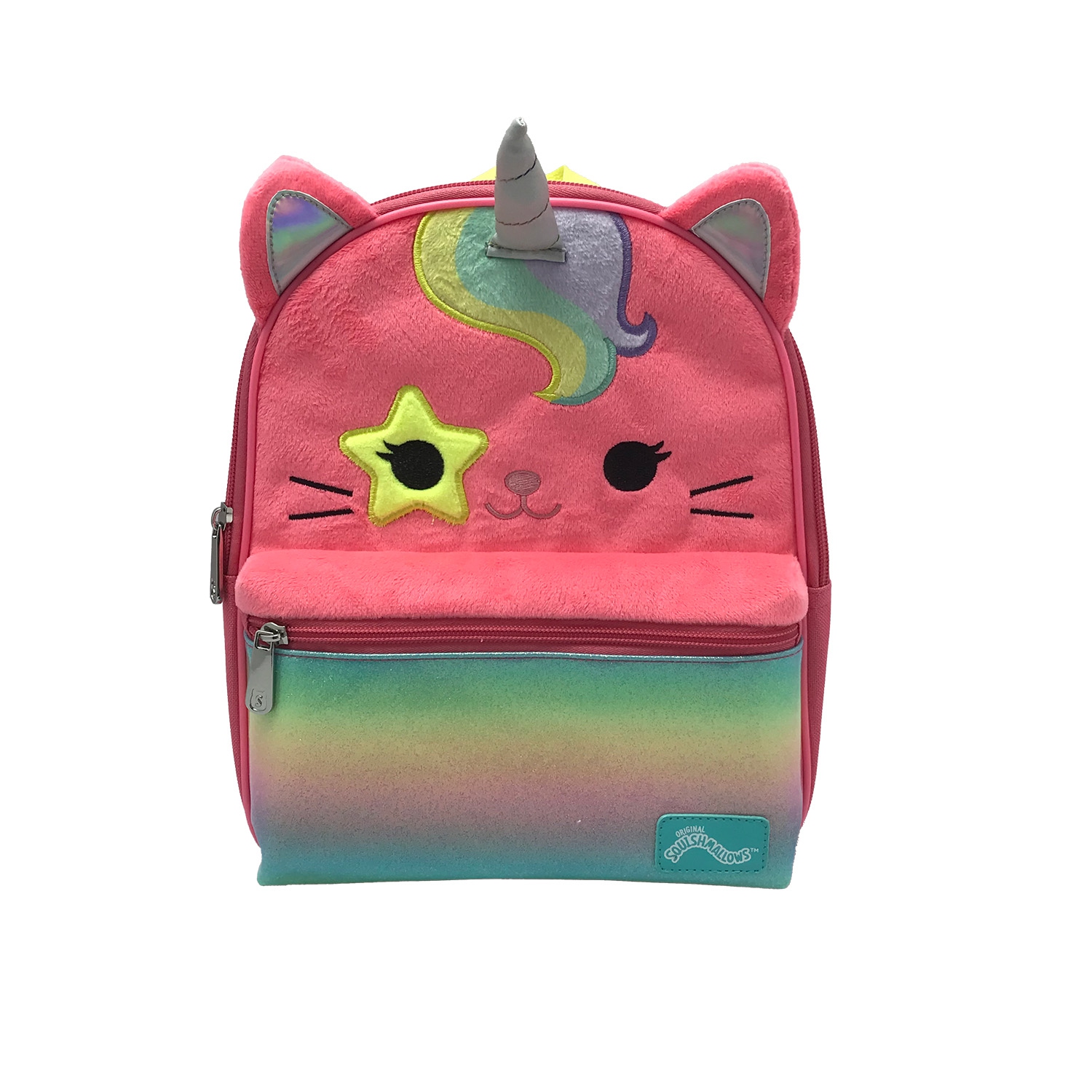 Squishmallows Sienna the Caticorn Kids 11" Fuzzy Mini Backpack with 3-D Ears