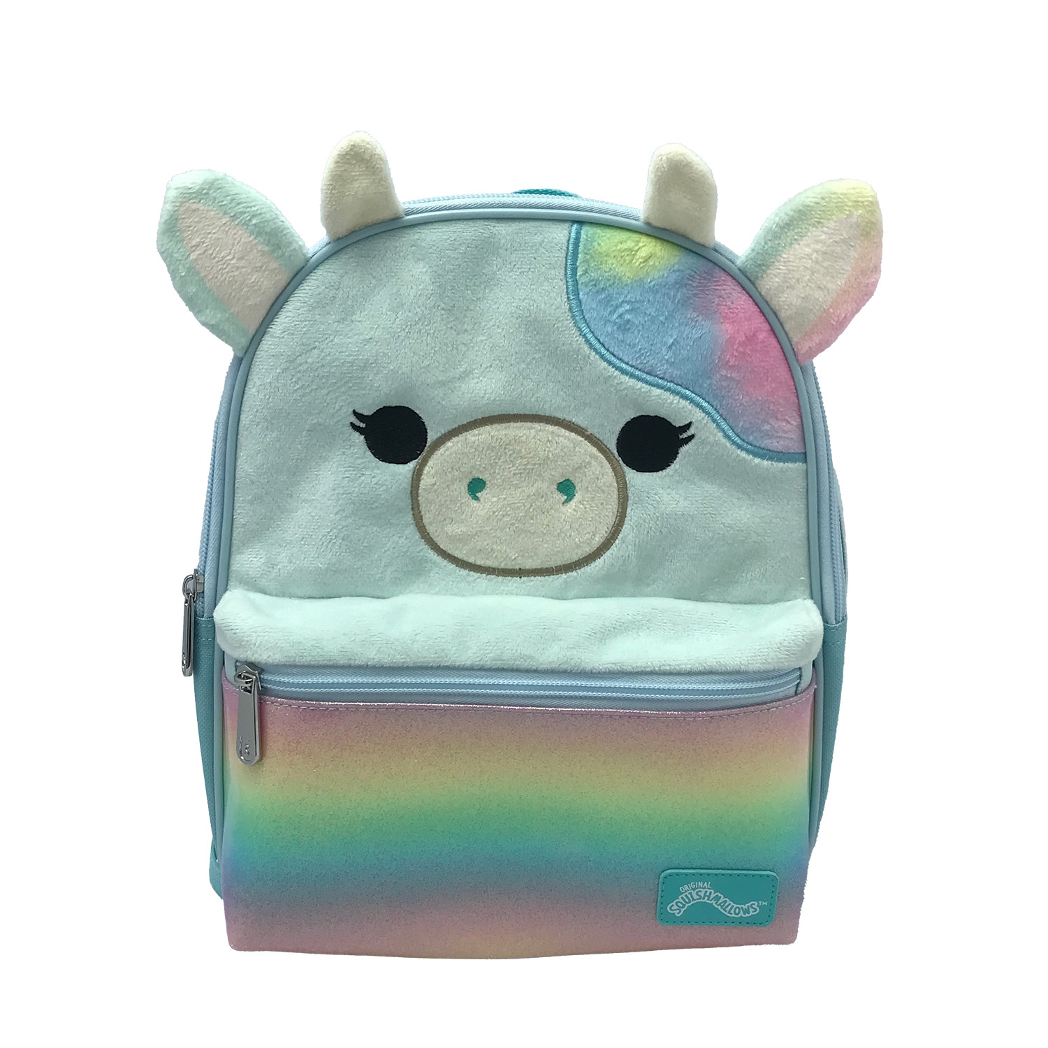 Squishmallows Caedia the Cow Kids 11" Fuzzy Mini Backpack with 3-D Ears