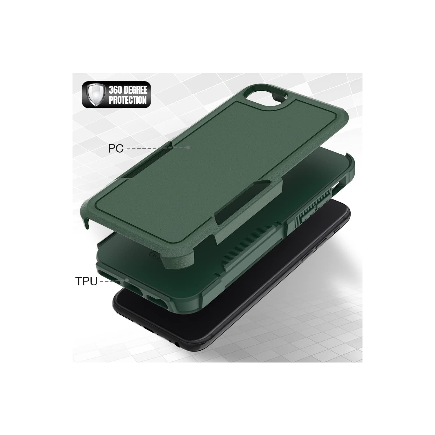 XCRS Apple iPhone SE 3rd génération/iPhone SE 2nd génération/iPhone 7/iPhone 8 Étui Comm double couche robuste, robuste, étui Tuff Cover