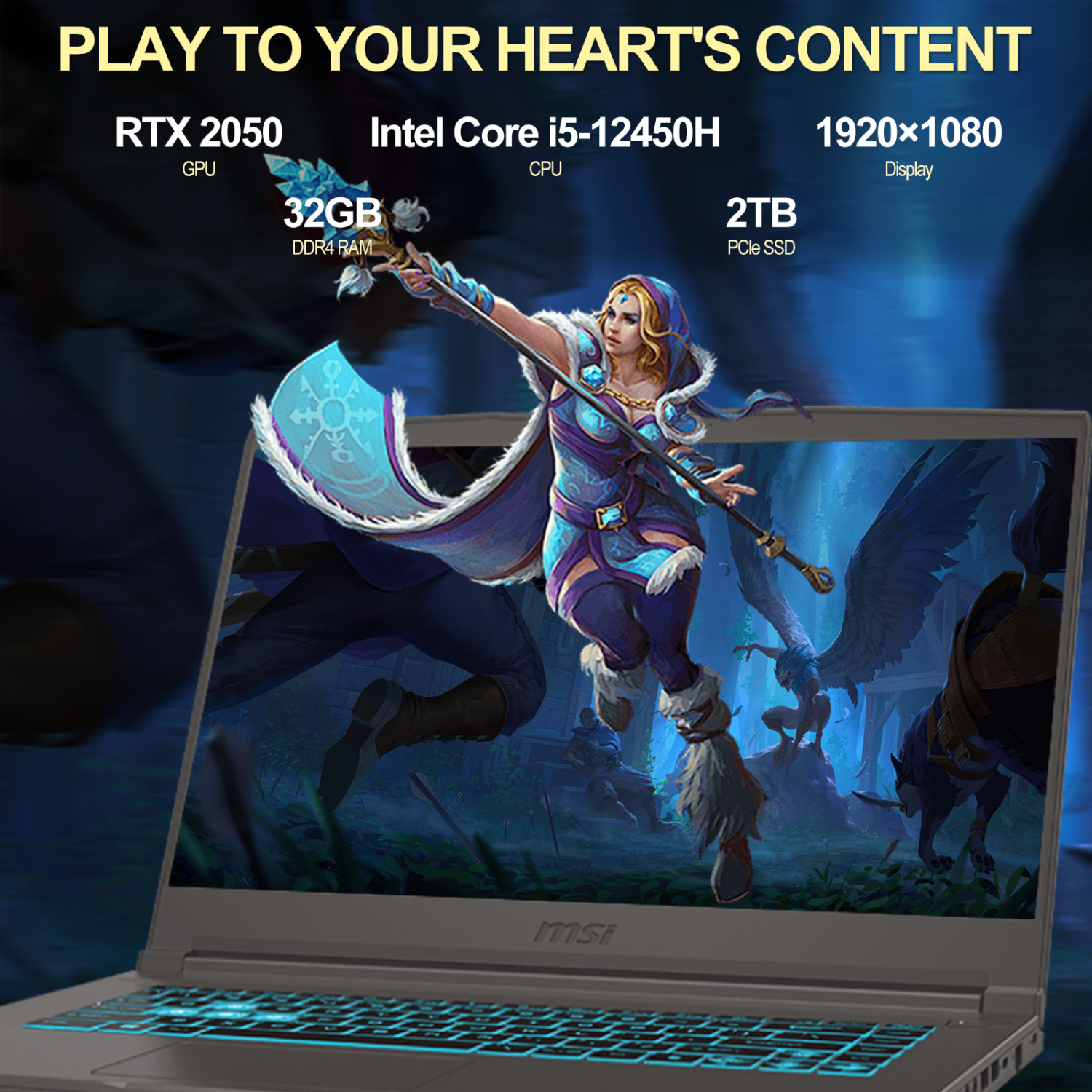 MSI Thin 15.6" FHD 1920 x 1080 144hz IPS Gaming Laptop - Intel Core i5-12450H - Nvidia Geforce RTX 2050 - 32 GB RAM - 2TB NVMe SSD - Windows 11 Home