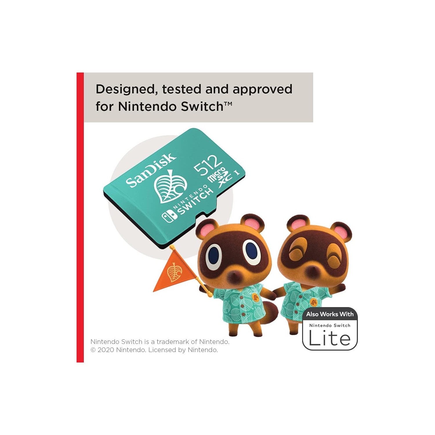 Carte microSDXC 512&nbsp;Go de SanDisk, sous licence pour Nintendo Switch - SDSQXAO-512G-GNCZN, vert