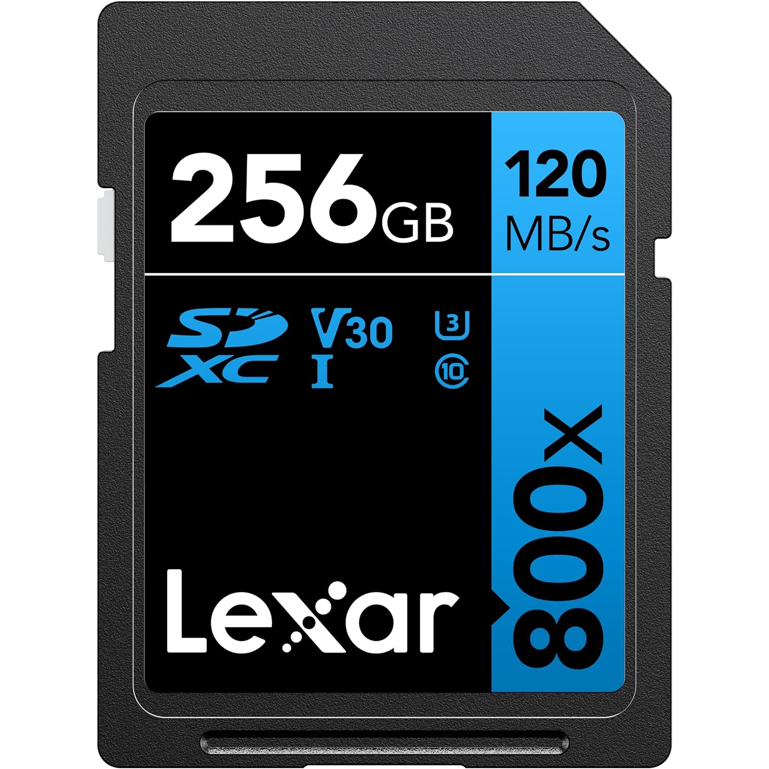 Lexar High-Performance 800x 256GB SDXC UHS-I Memory Card, C10, U3, V30, Full-HD & 4K Video, Up to 120MB/s Read, for Point-and-Shoot Cameras,