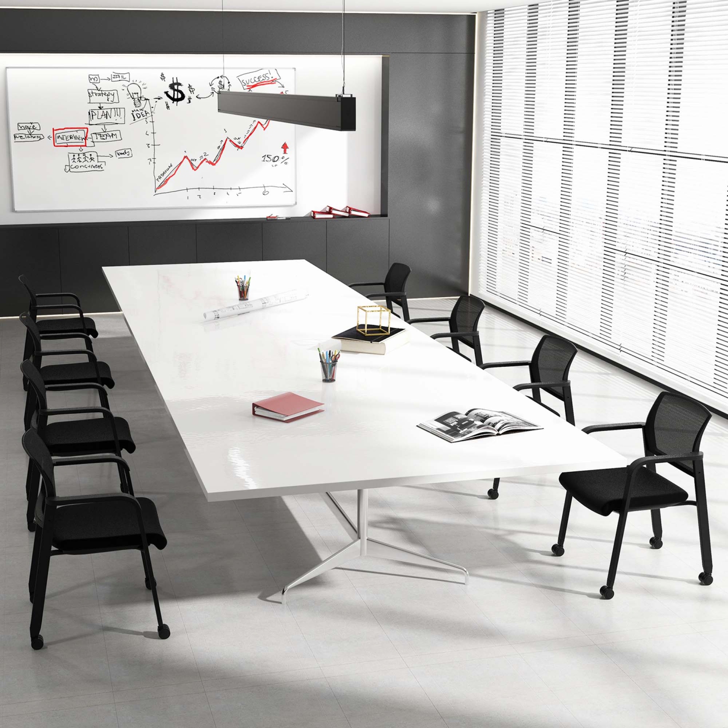 Ensemble de 4 chaises de conférence empilables de Costway chaises de bureau en filet pour invités à roulettes de salle d'attente