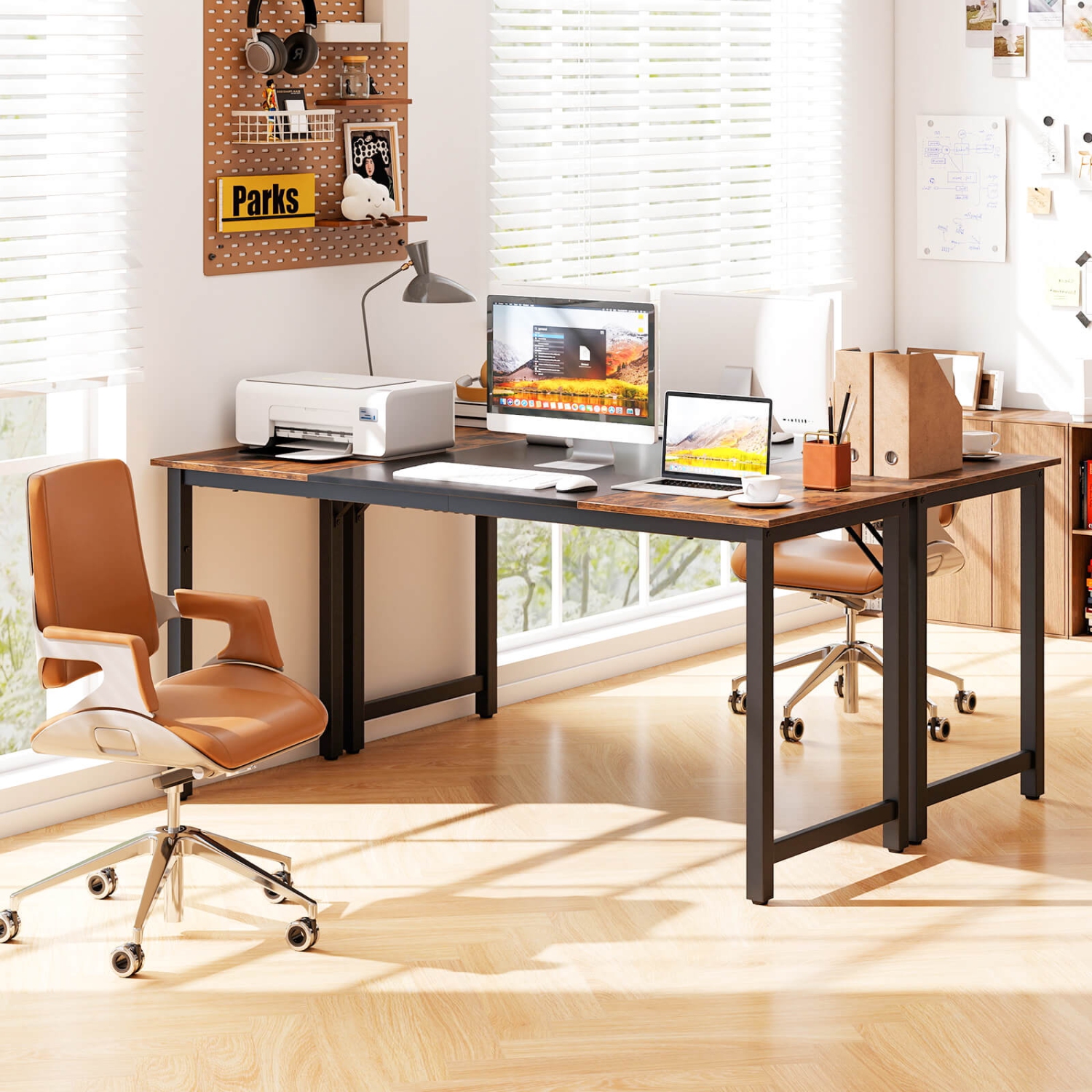 Costway Set of 2 63" Large Computer Desk Writing Workstation Conference Table Home Office