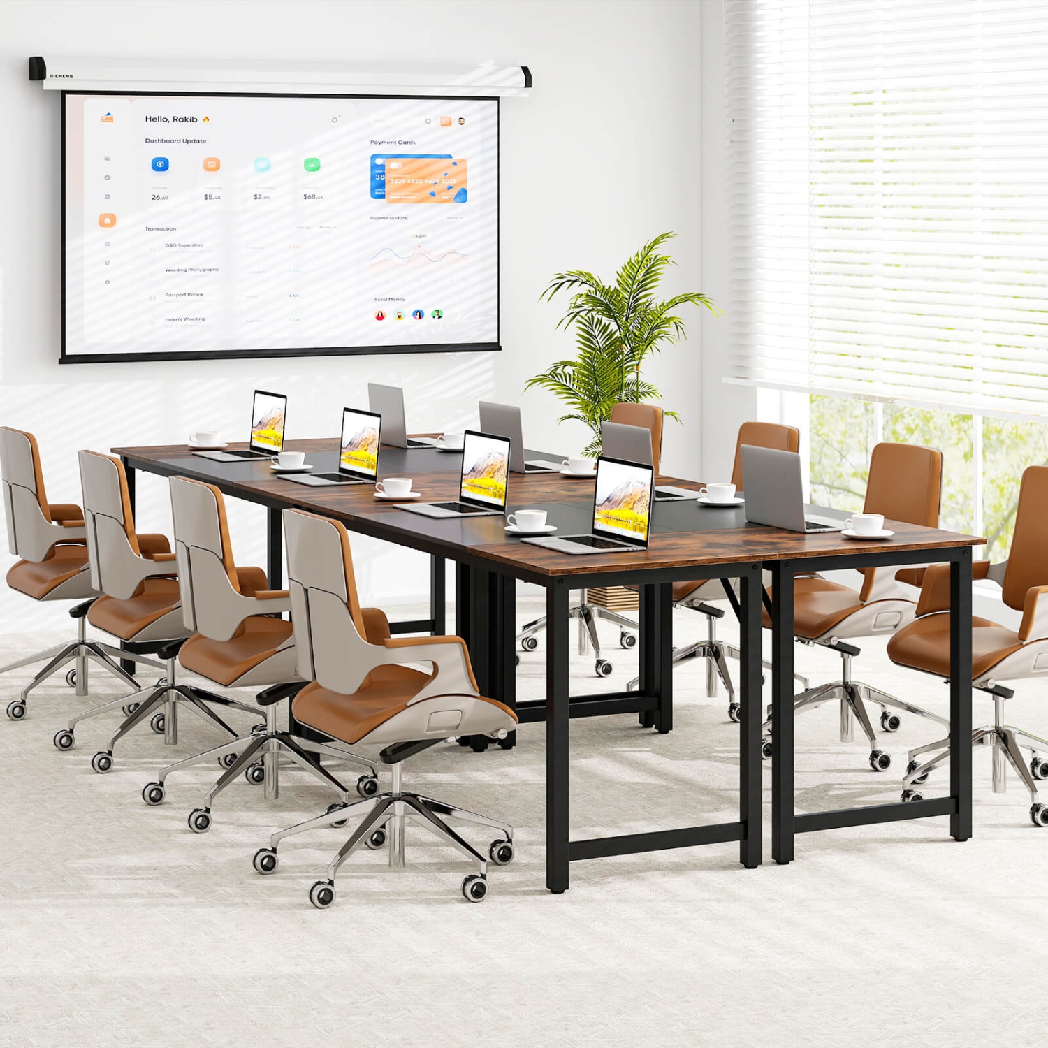 Costway Set of 6 63" Large Computer Desk Writing Workstation Conference Table Home Office