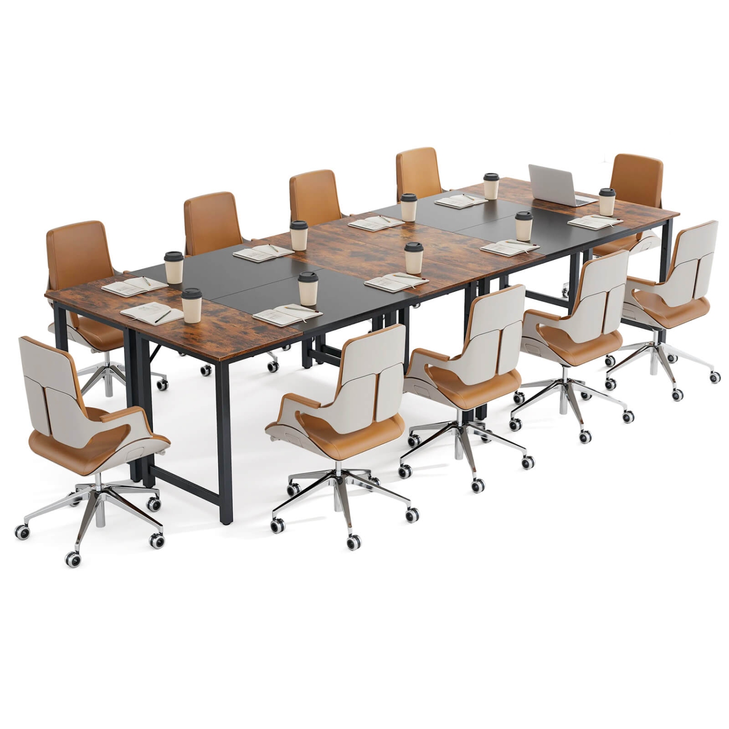 Ensemble de table de conférence et d'écriture de bureau d'ordinateur de 4 63&nbsp;po de Costway pour le bureau à domicile